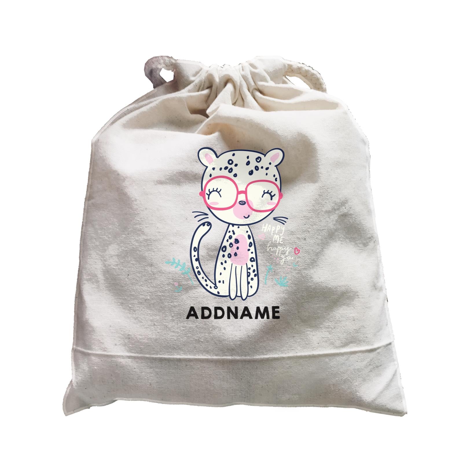 Cool Vibrant Series Leopard Wearing Glasses Addname Satchel