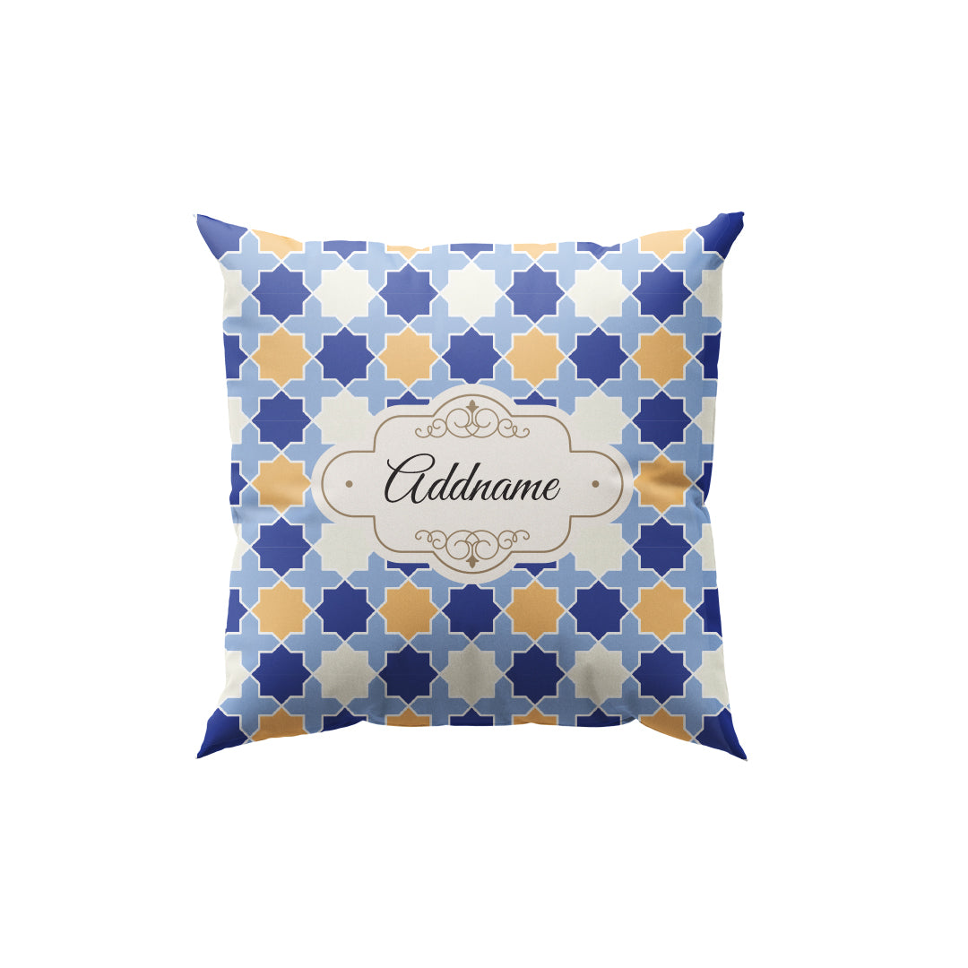 Monotous Moroccan Blue Full Print Cushion Cover with Inner Cushion