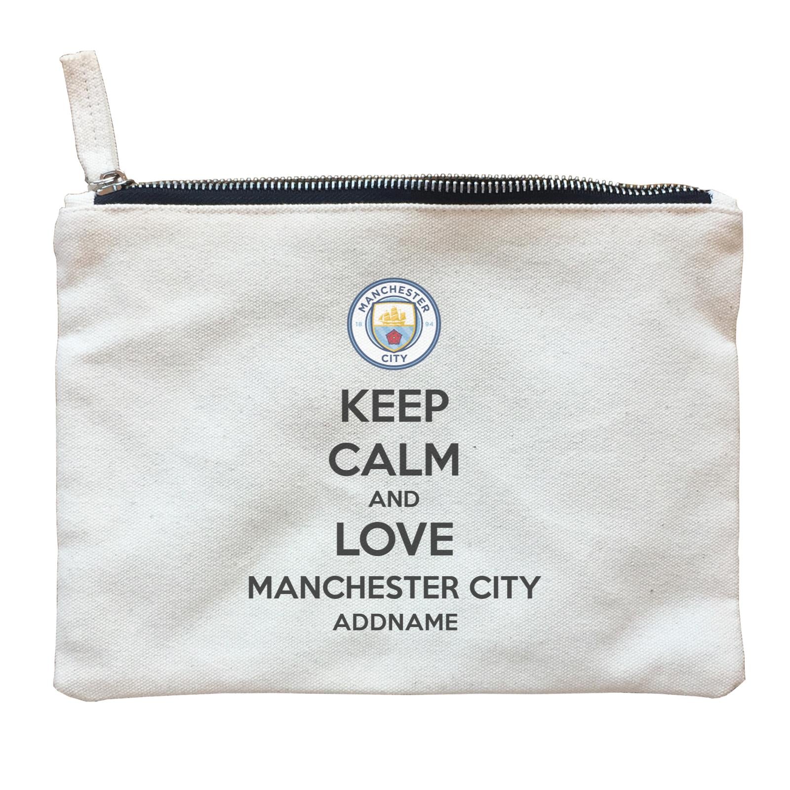 Manchester City Football Keep Calm And Love Series Addname Zipper Pouch