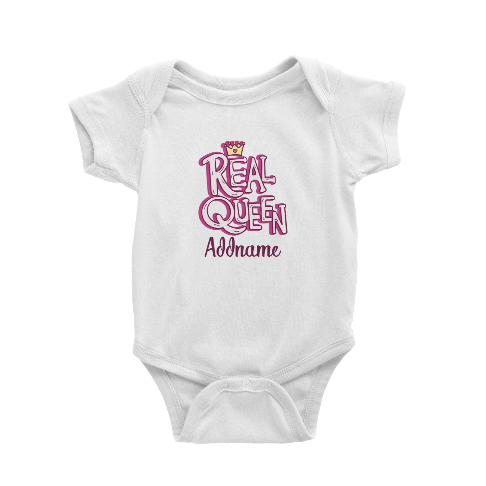 Cool Cute Words Real Queen Addname Baby Romper