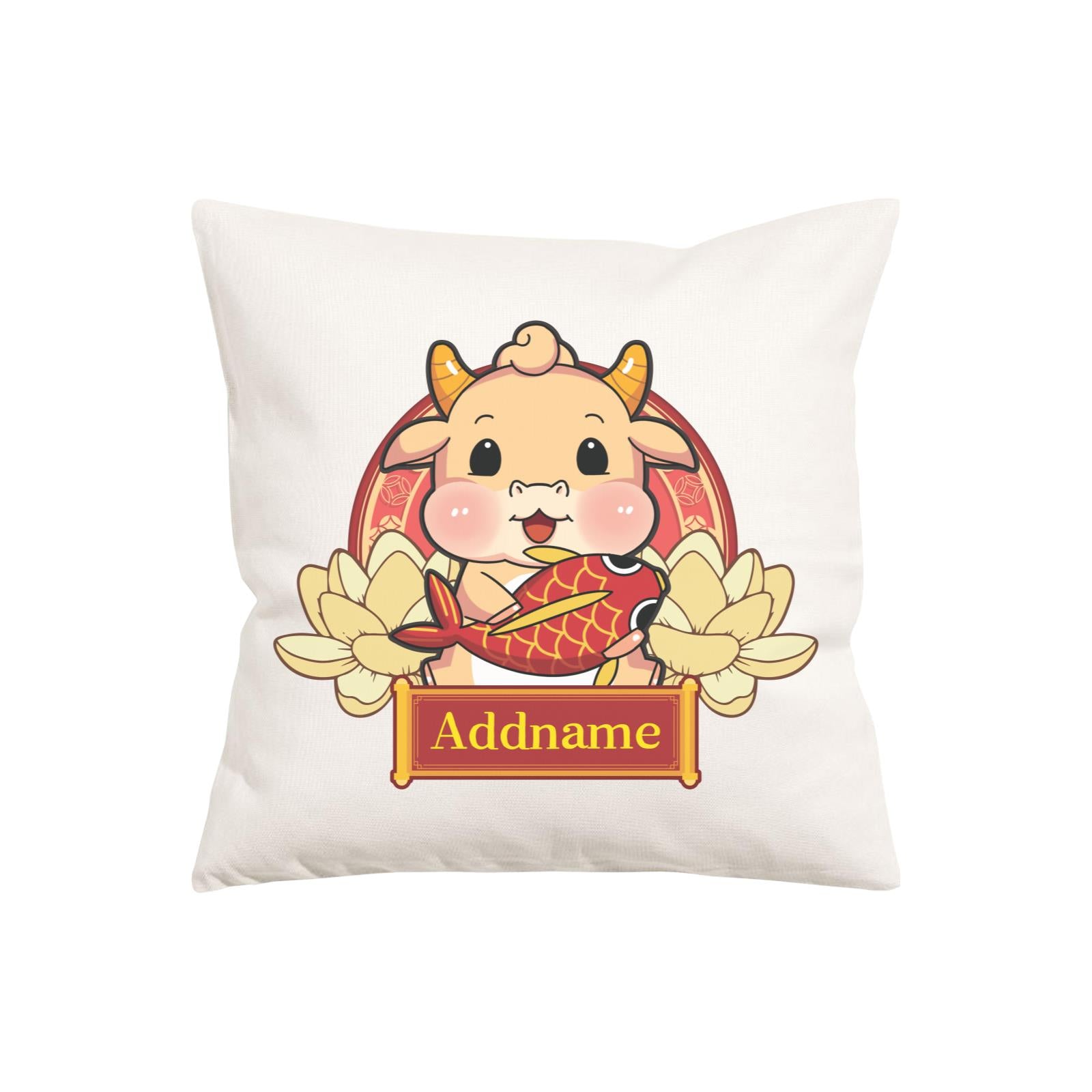 [CNY 2021] Gold Lotus Series Golden Cow with Koi Fish PW Cushion Cover with Inner Cushion