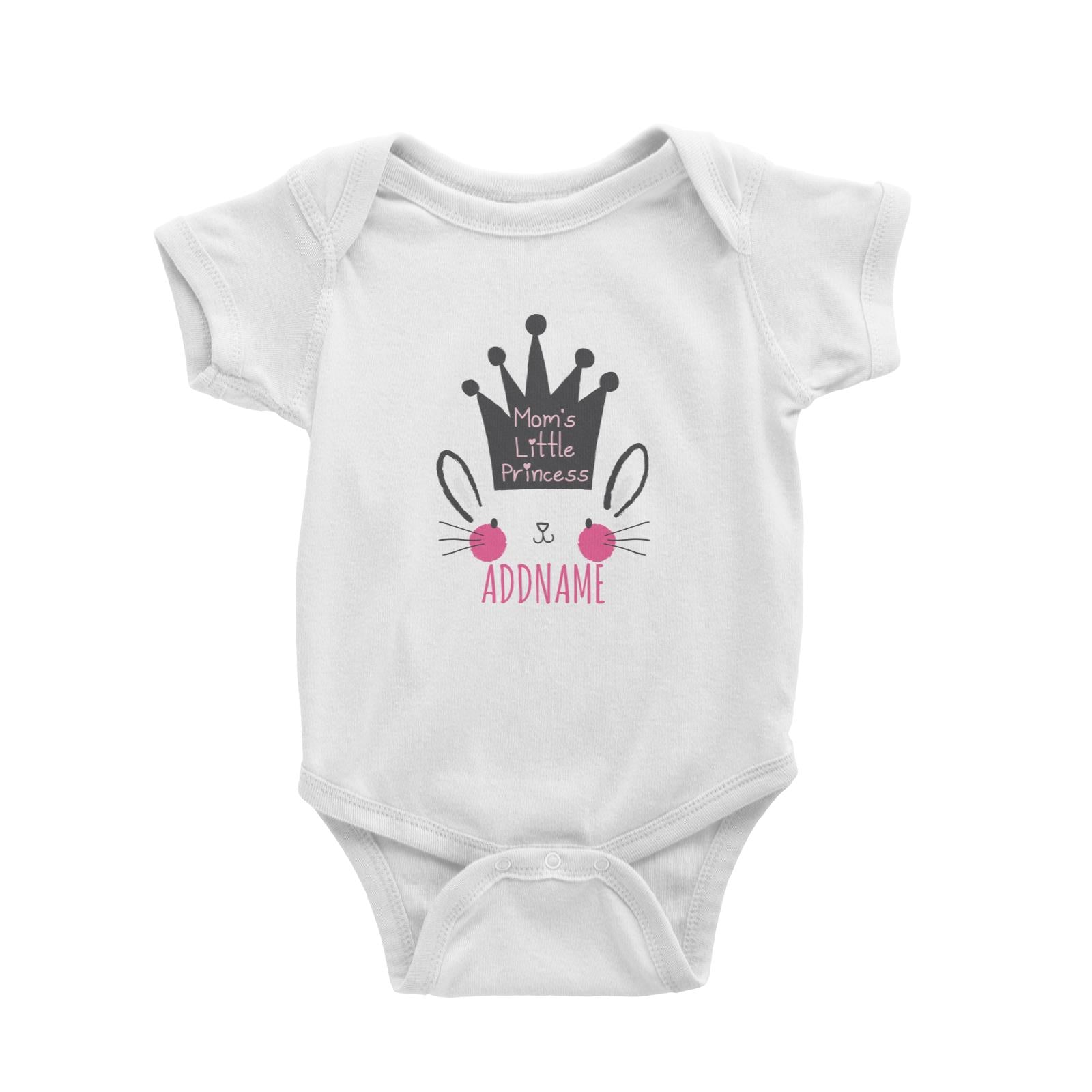 Mom's Little Princess Bunny Addname White Baby Romper