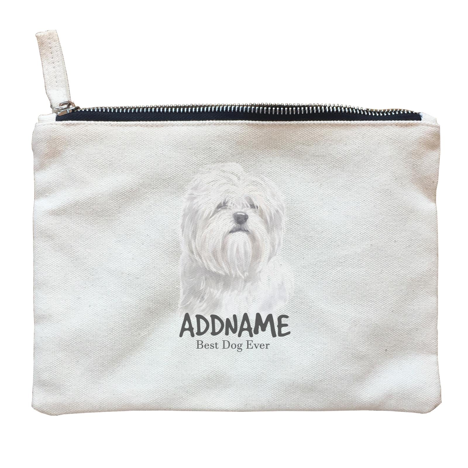 Watercolor Dog Lhasa Apso Best Dog Ever Addname Zipper Pouch
