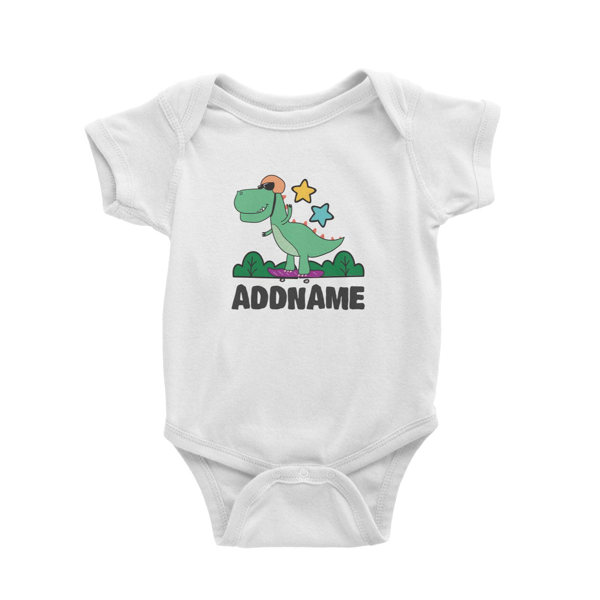 Super Cute Dinosaur Green Skater Baby Romper