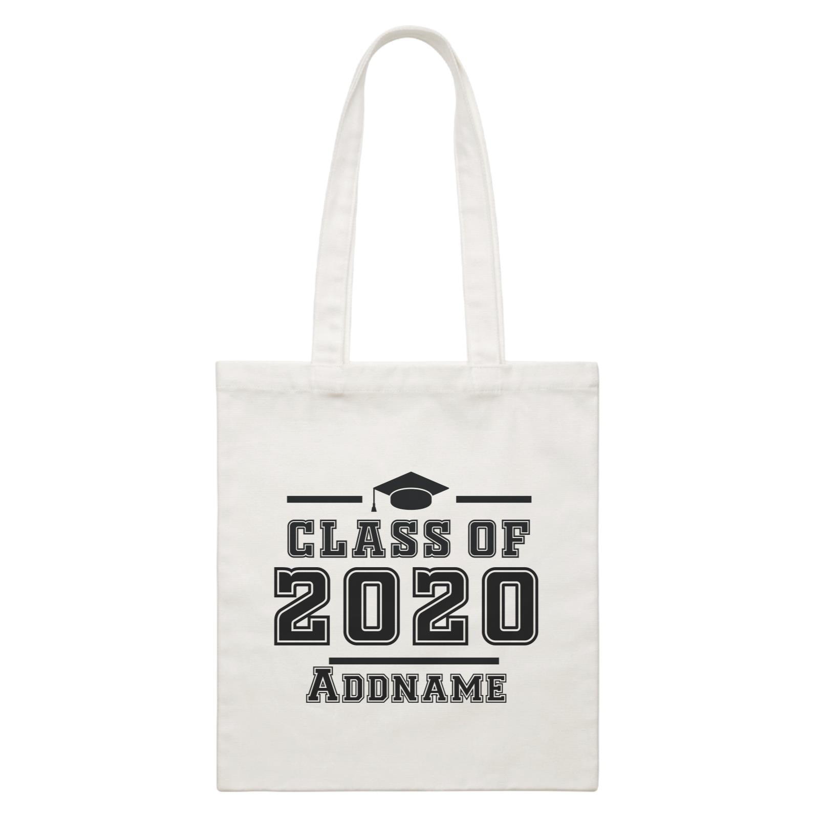 Graduation Series Simple Cap Class of Year White Canvas Bag