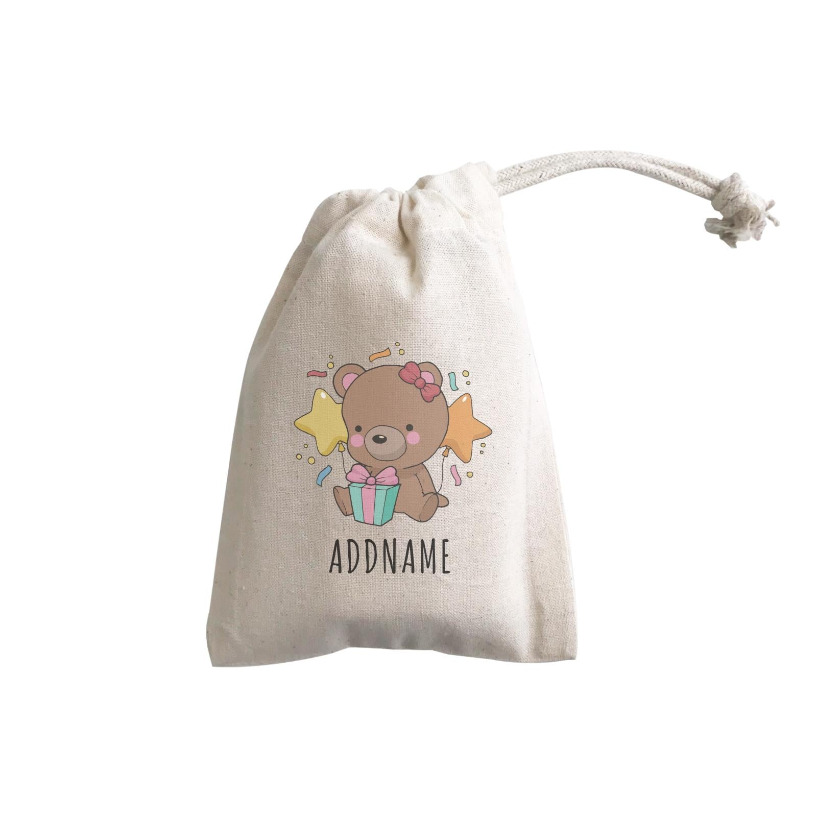 Birthday Sketch Animals Bear with Present Addname GP Gift Pouch