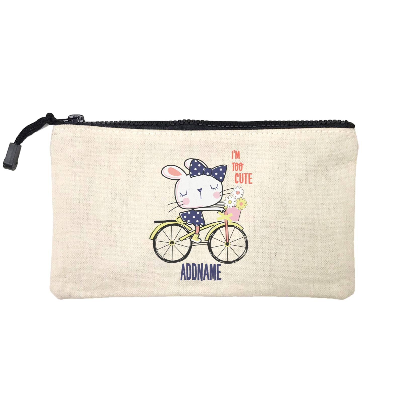 Cool Vibrant Series I'm Too Cute Bunny on Bicycle Addname Mini Accessories Stationery Pouch