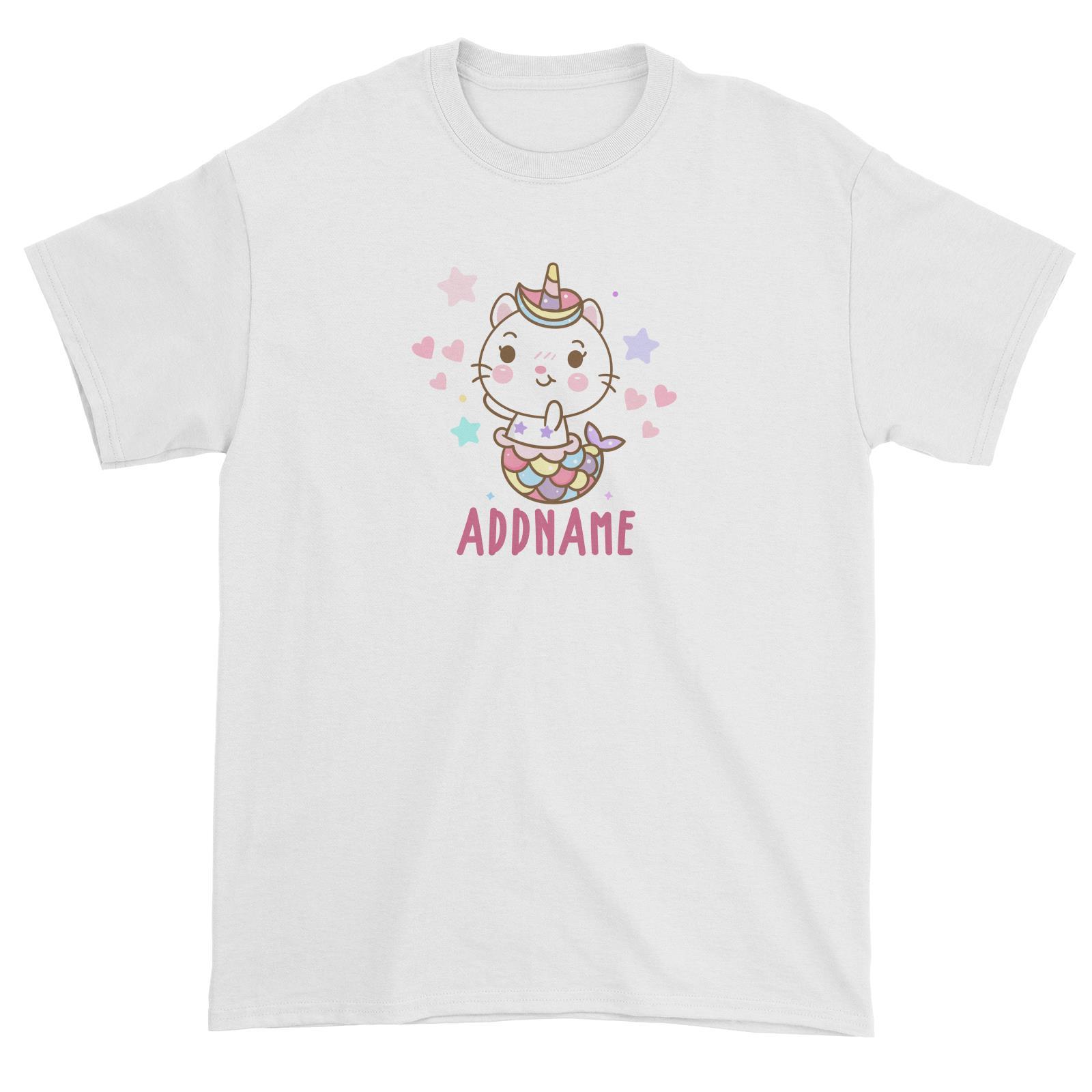 Unicorn And Princess Series Cute Shy Cat Mermaid Addname Unisex T-Shirt