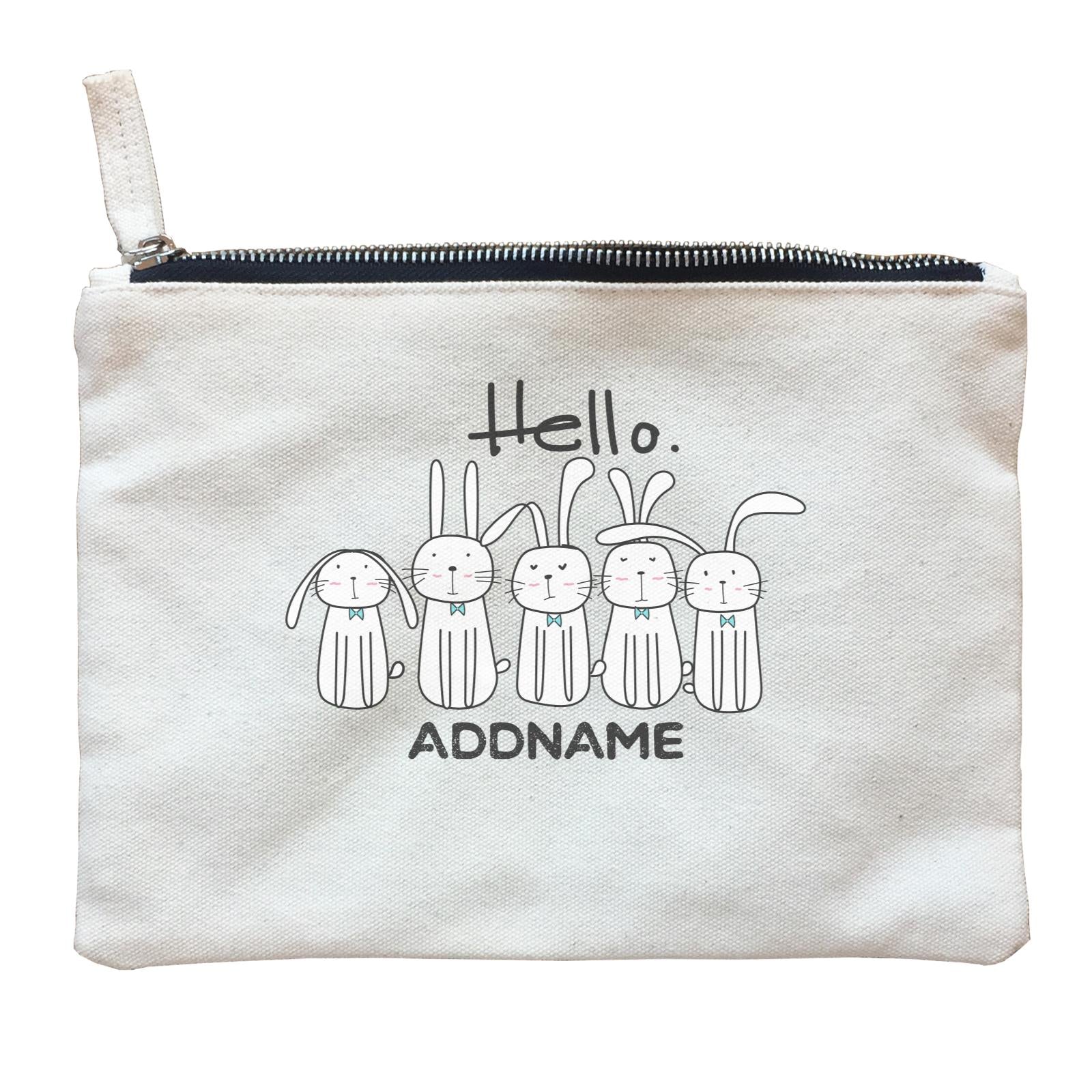 Cute Animals And Friends Series Hello Rabbits Group Addname Zipper Pouch
