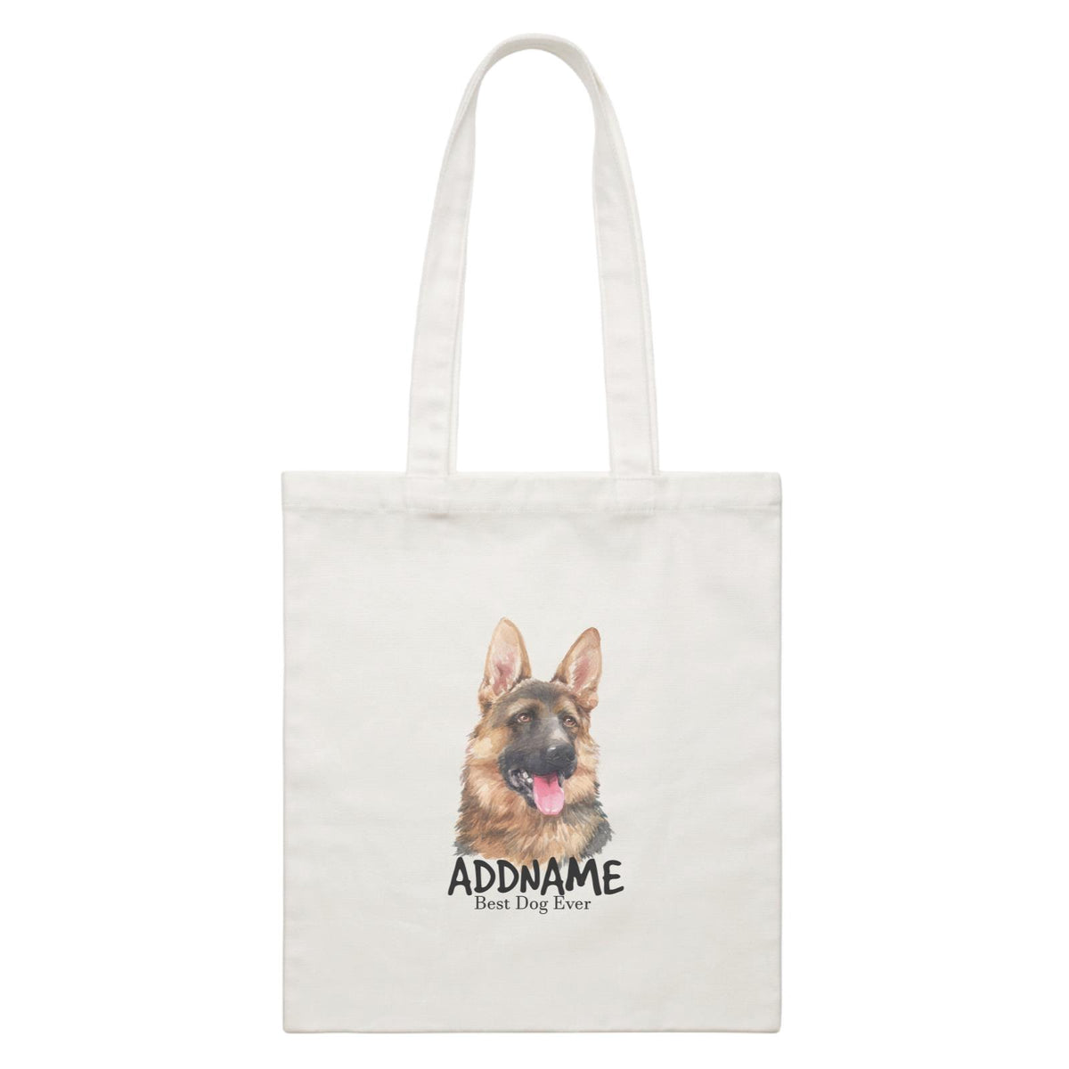 Watercolor Dog German Shepherd Best Dog Ever Addname White Canvas Bag