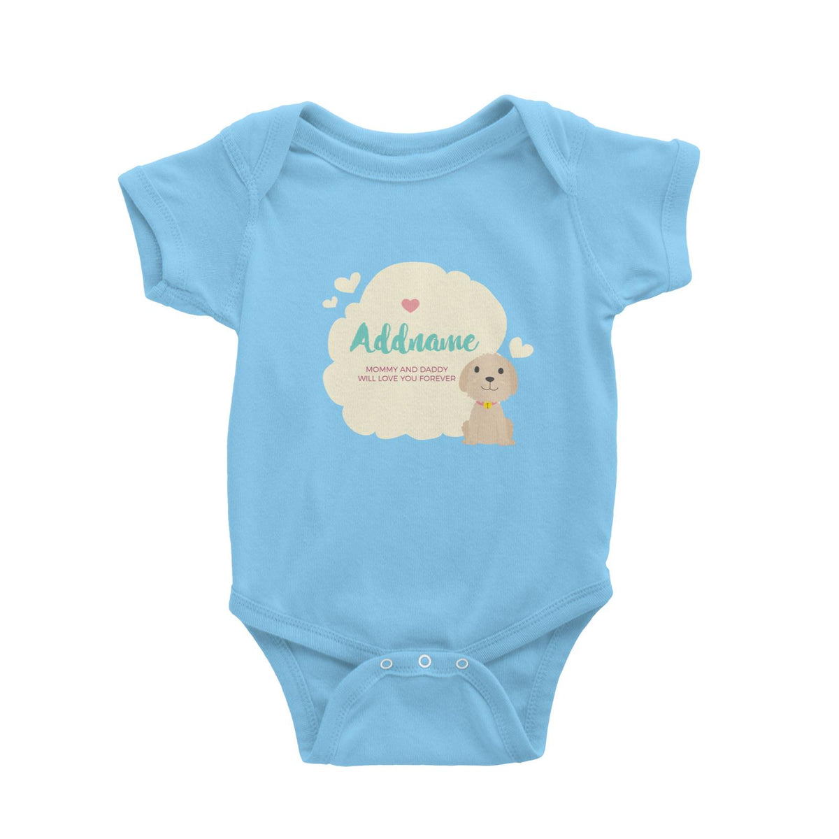 Cute Dog and Yellow Cloud Personalizable with Name and Text Baby Romper