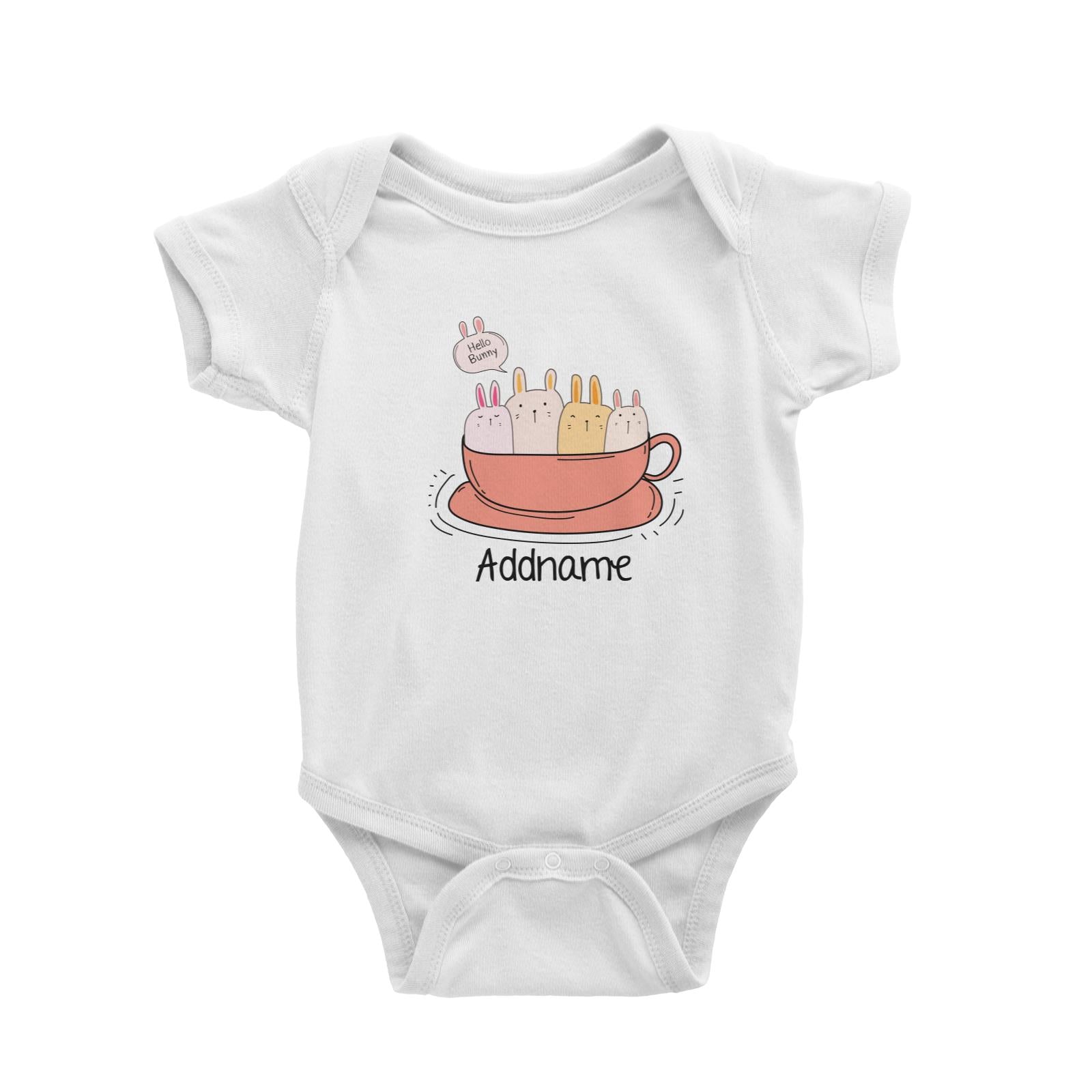 Cute Animals And Friends Series Hello Bunny Coffee Cup Group Addname Baby Romper
