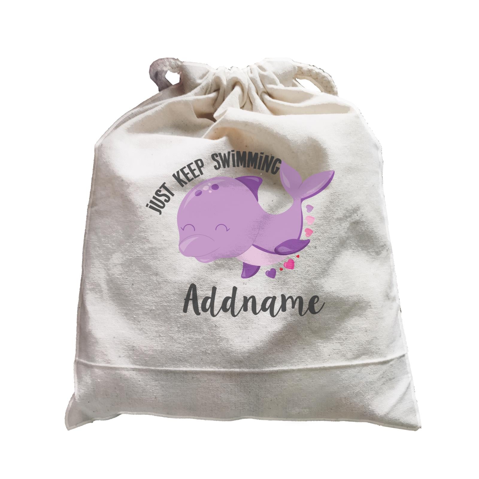 Cute Sea Animals Dolphin Just Keep Swimming Addname Satchel
