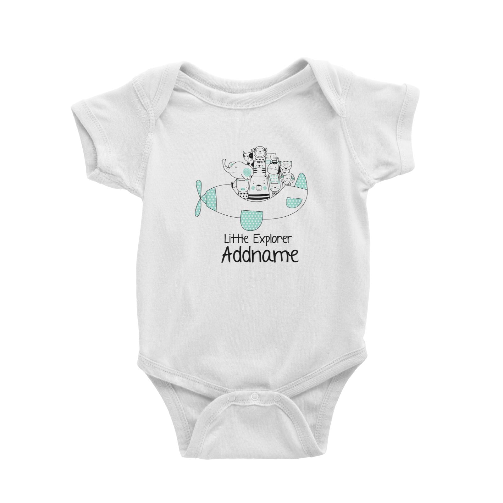 Cute Animals And Friends Series Animal Group Little Explorer Addname Baby Romper