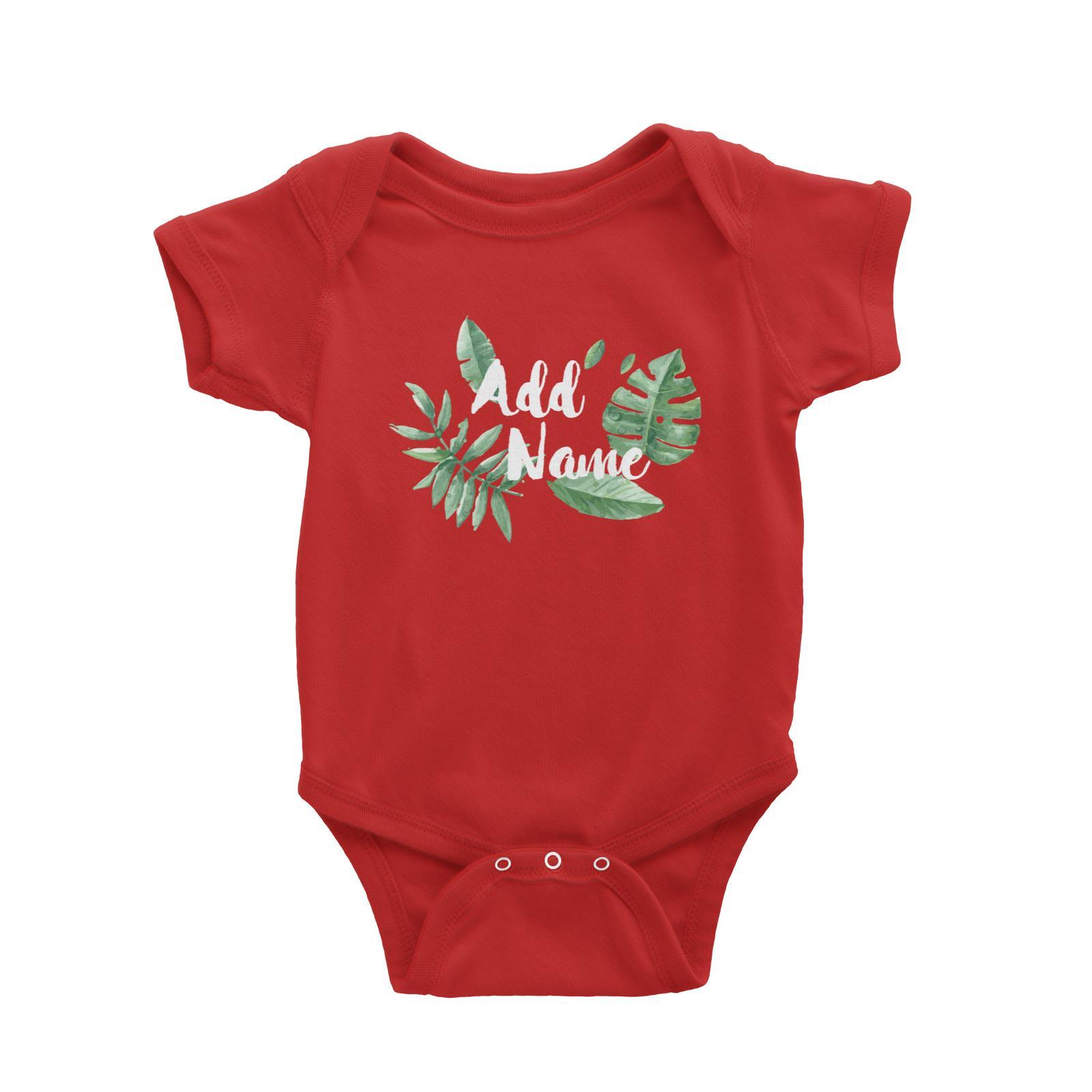 Tropical Leaves Addname Baby Romper Basic Matching Family