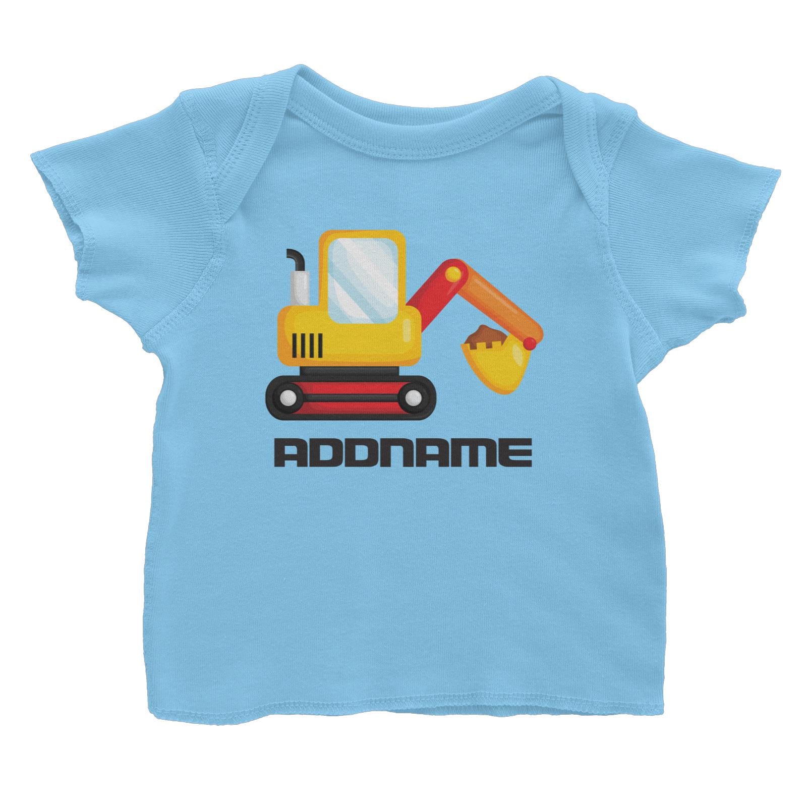 Birthday Construction Excavator Addname Baby T-Shirt