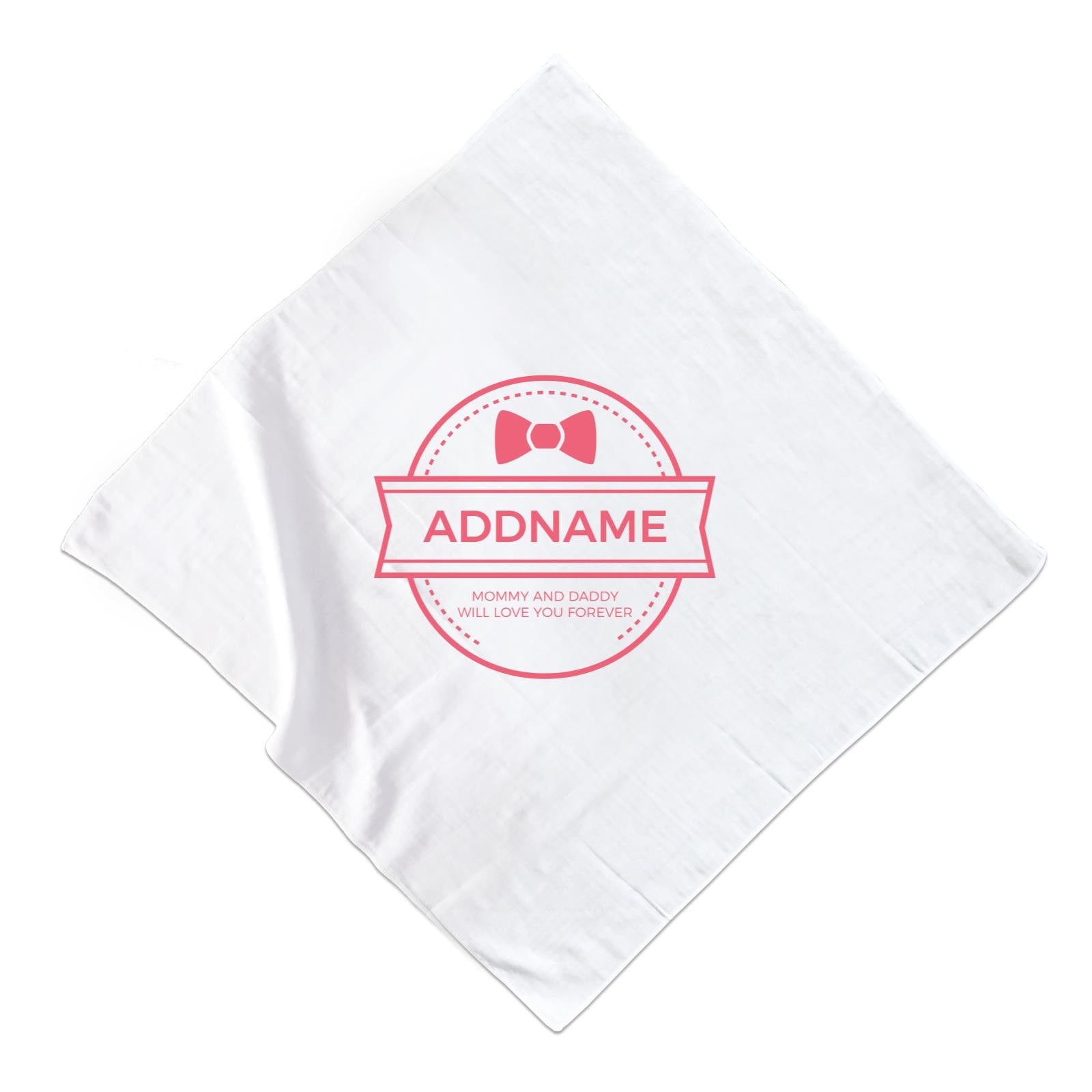 Ribbon Emblem Personalizable with Name and Text Muslin Square