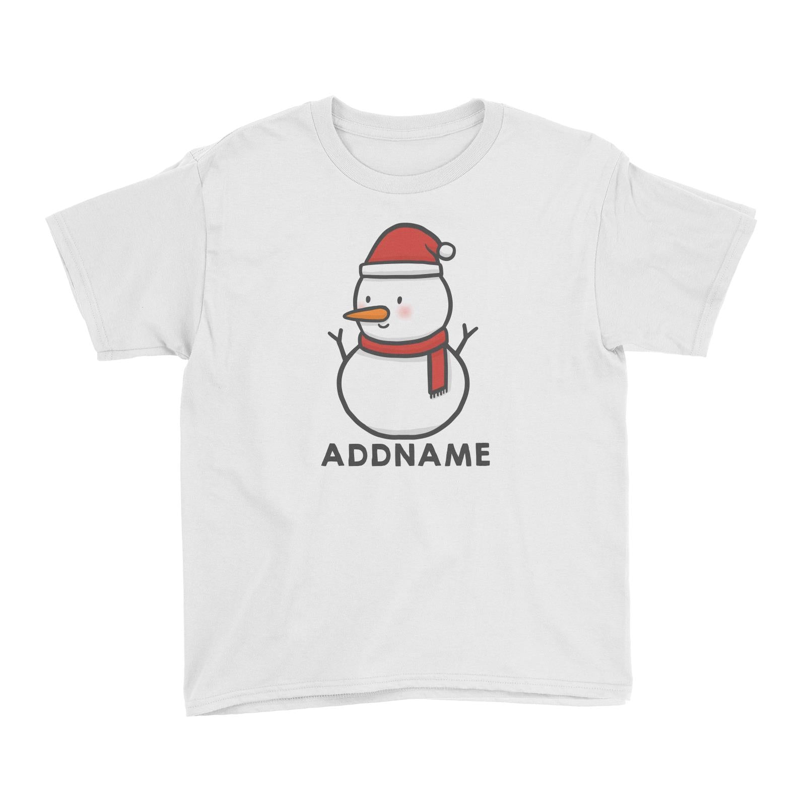 Xmas Cute Snowman Facing Left Addname Kid's T-Shirt