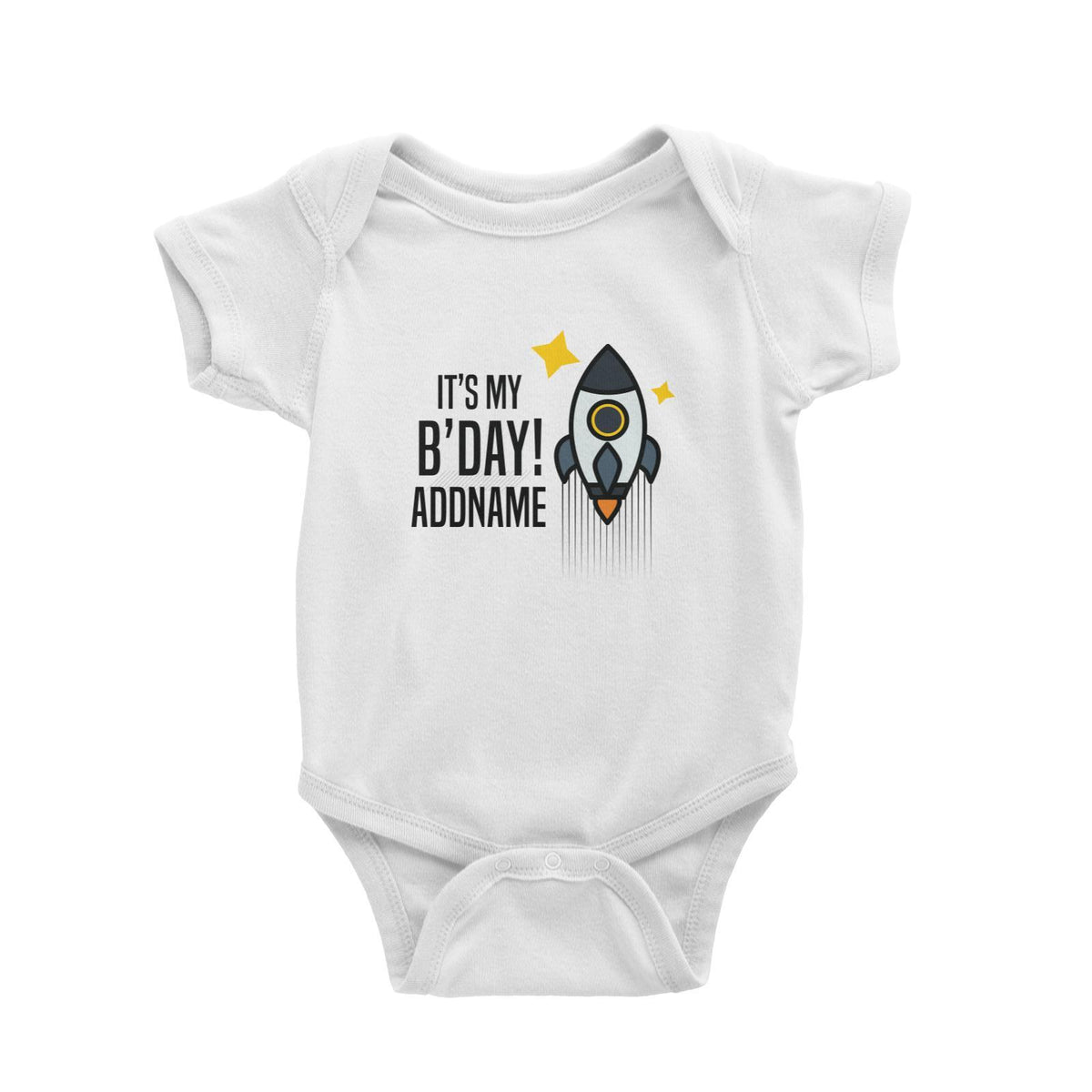 Birthday Flying Rocket To Galaxy It's My B'day Addname Baby Romper
