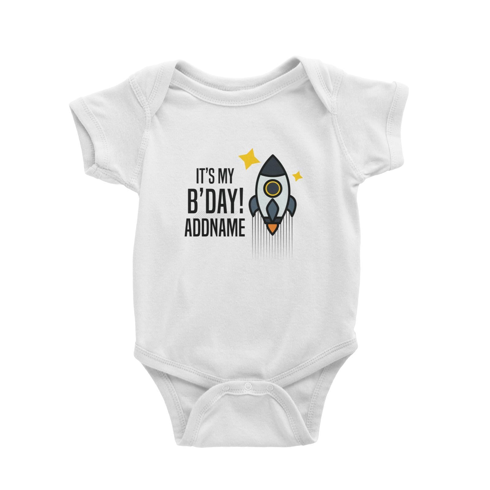 Birthday Flying Rocket To Galaxy It's My B'day Addname Baby Romper