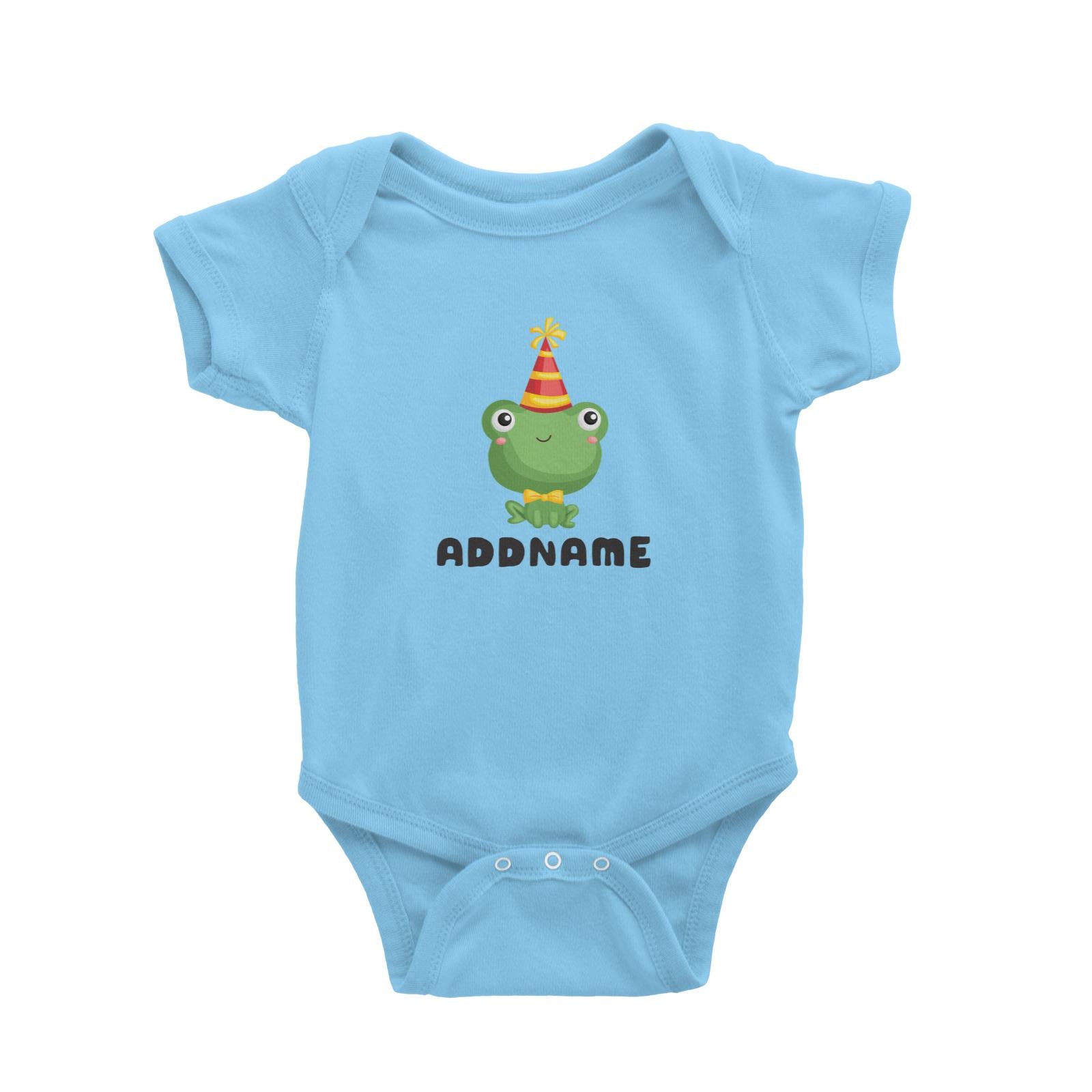 Birthday Frog Frog Wearing Party Hat Addname Baby Romper