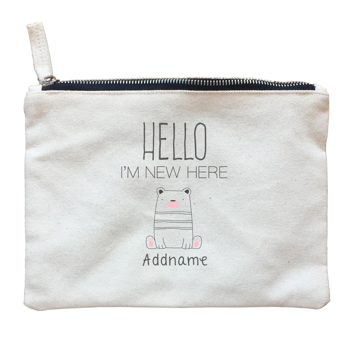 Cute Animals and Friends Series 2 Bear Hello I'm New Here Addname Zipper Pouch