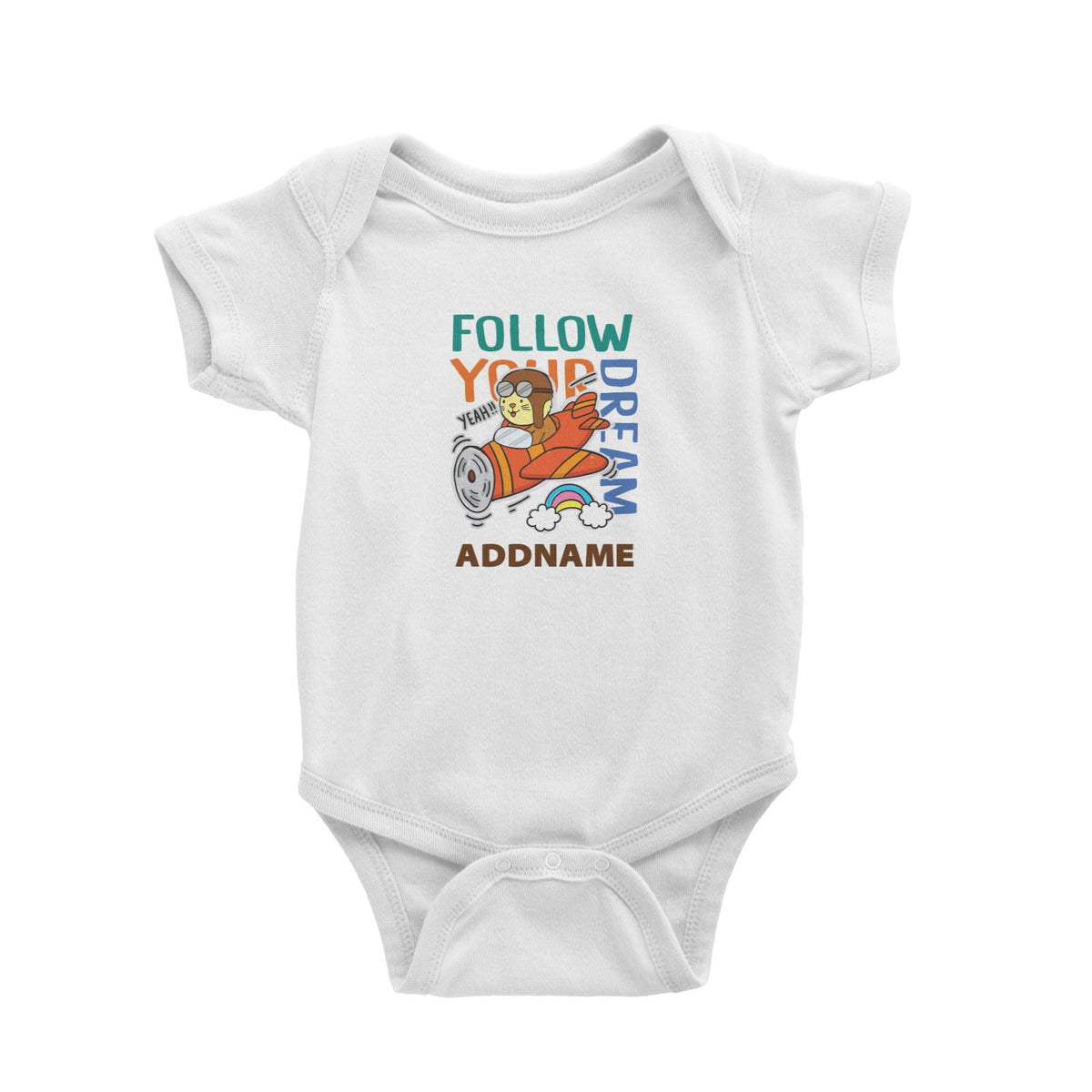 Cool Cute Animals Cats Follow Your Dream Addname Baby Romper