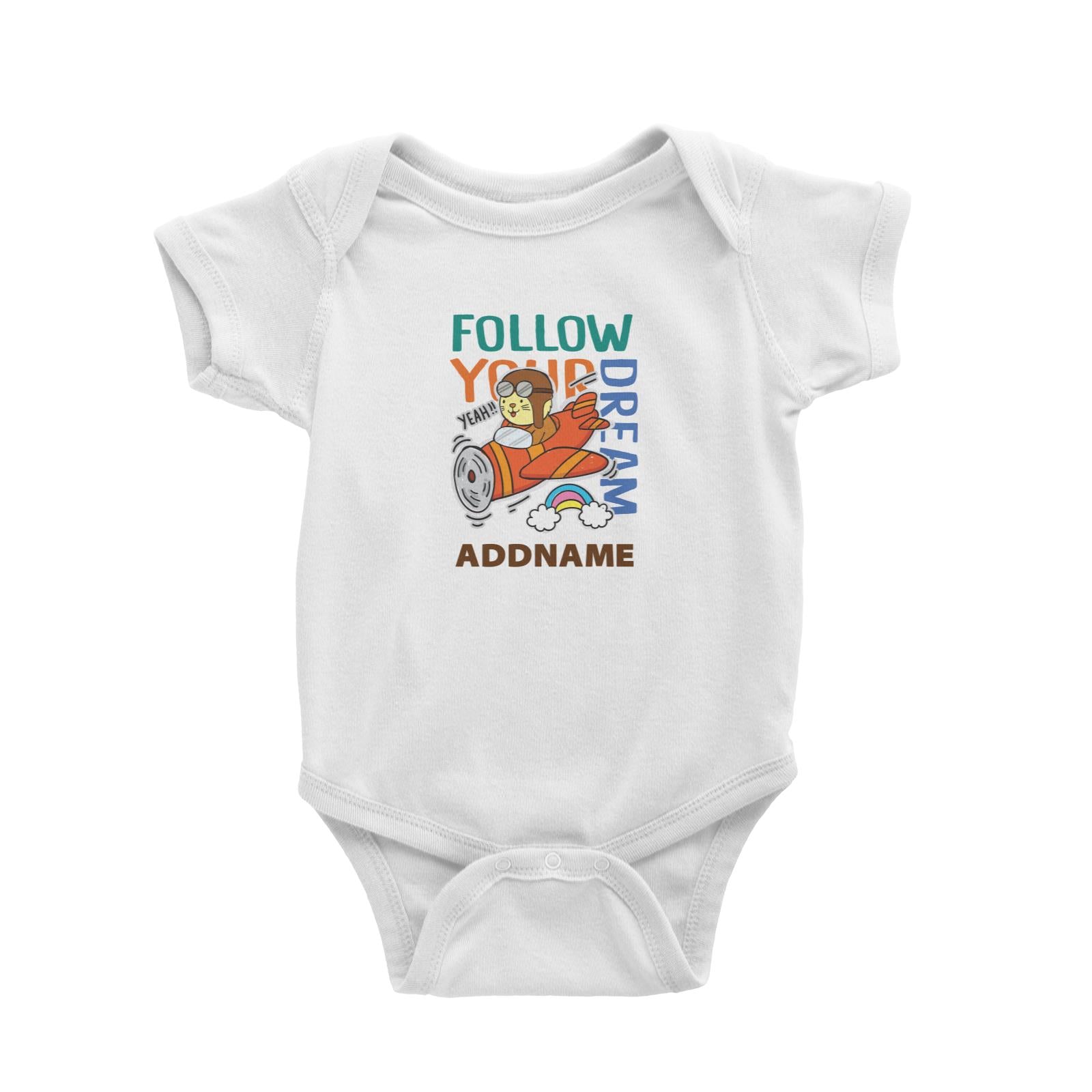 Cool Cute Animals Cats Follow Your Dream Addname Baby Romper