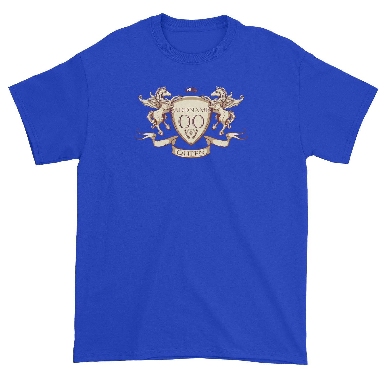Horse Royal Emblem Queen Personalizable with Name and Number Unisex T-Shirt