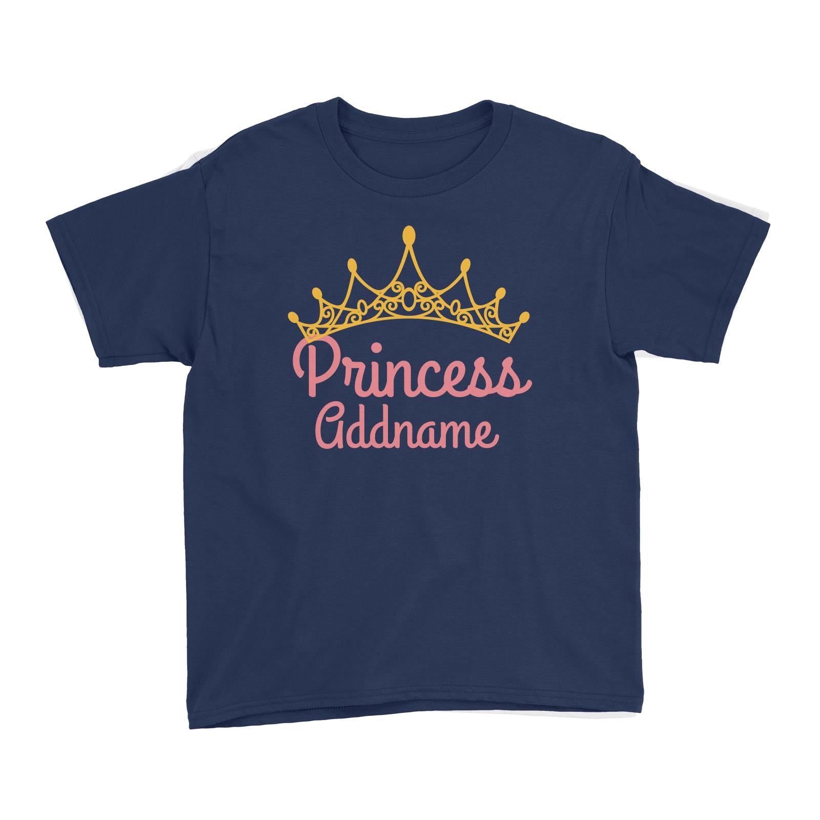 Pink Princess Addname with Tiara Kid's T-Shirt