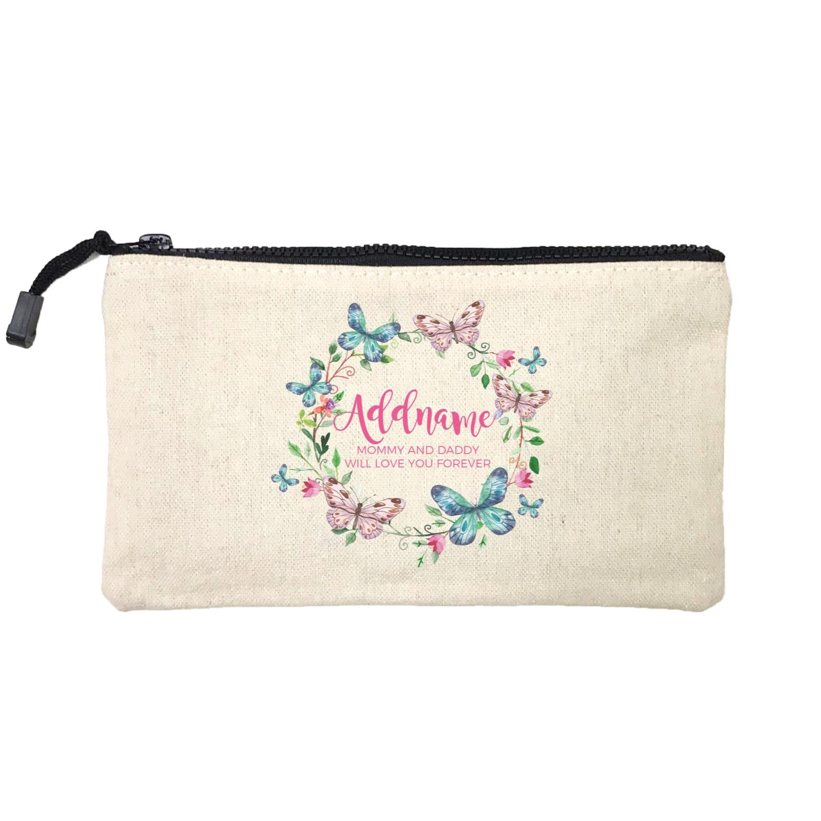 Colourful Butterflies Wreath Personalizable with Name and Text Mini Accessories Stationery Pouch