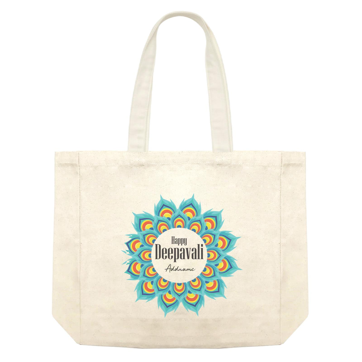 Deepavali Peacock Feather Mandala Greetings Addname Shopping Bag