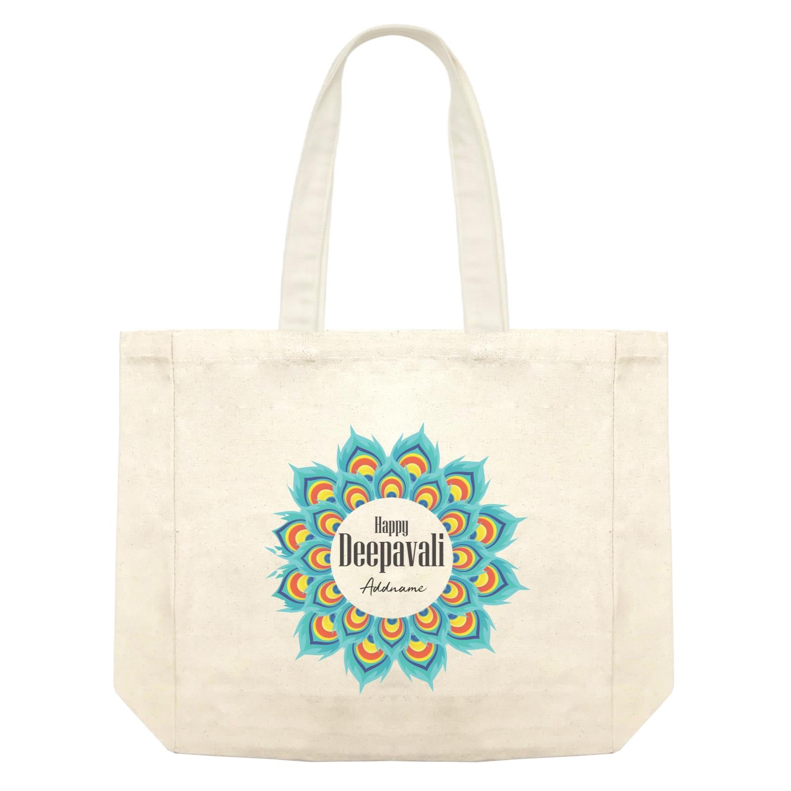 Deepavali Peacock Feather Mandala Greetings Addname Shopping Bag