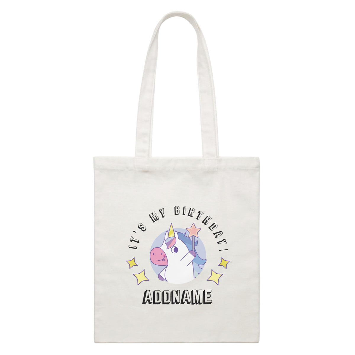 Birthday Unicorn Boy With Magic Wand It's My Birthday Addname White Canvas Bag