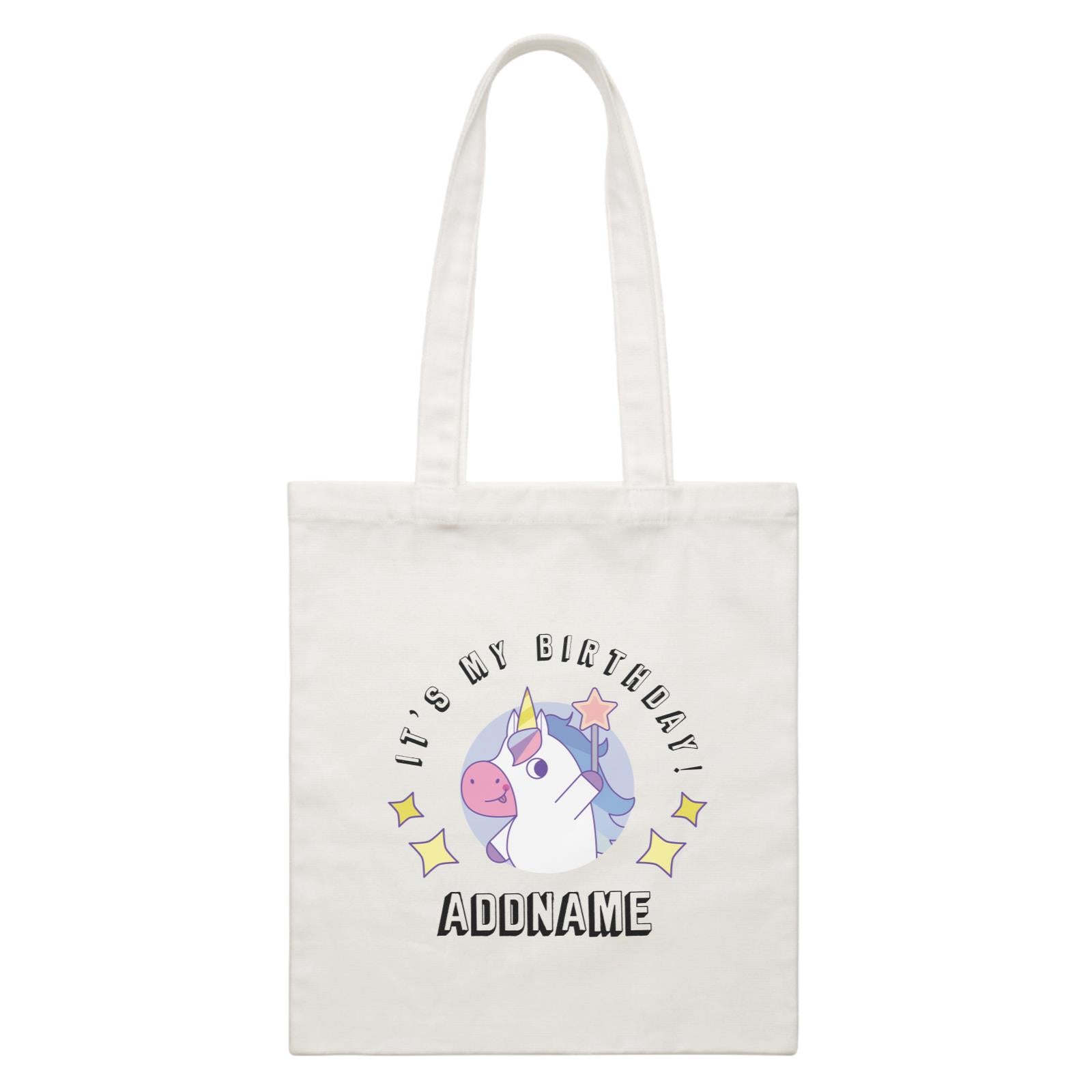 Birthday Unicorn Boy With Magic Wand It's My Birthday Addname White Canvas Bag