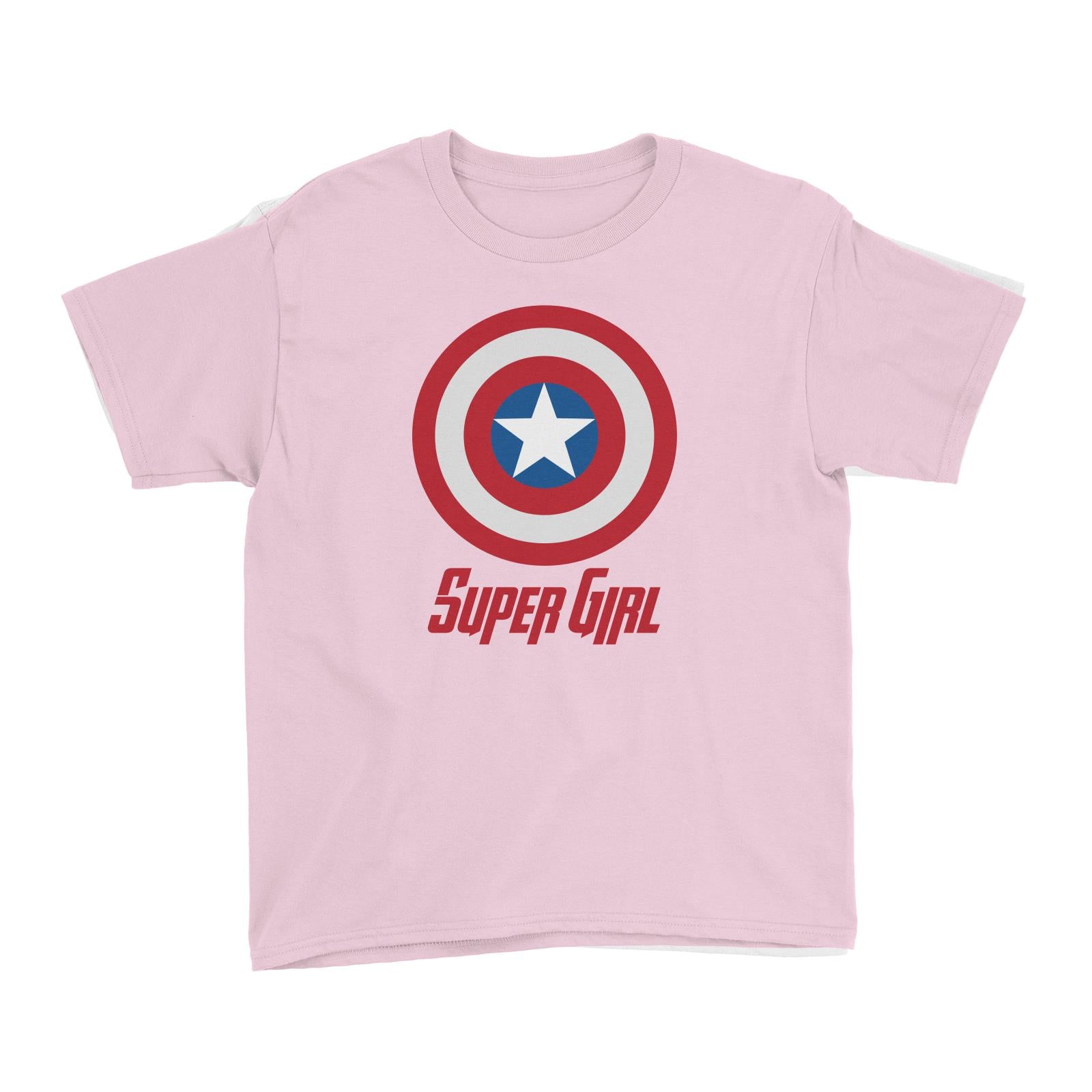 Superhero Shield Super Girl Kid's T-Shirt  Matching Family