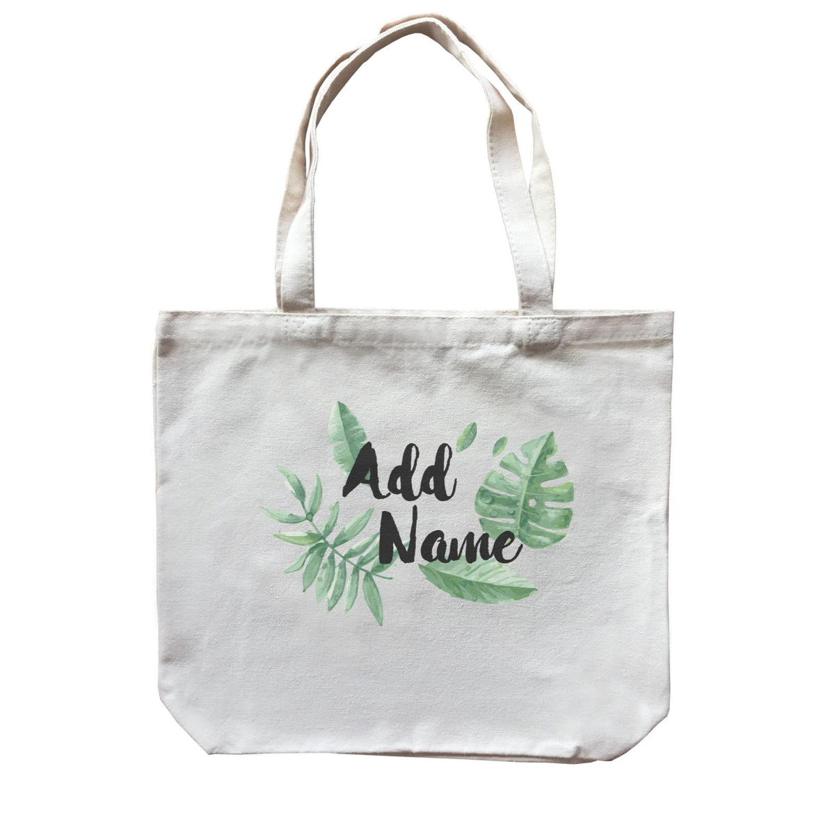 Tropical Leaves Addname Canvas Bag