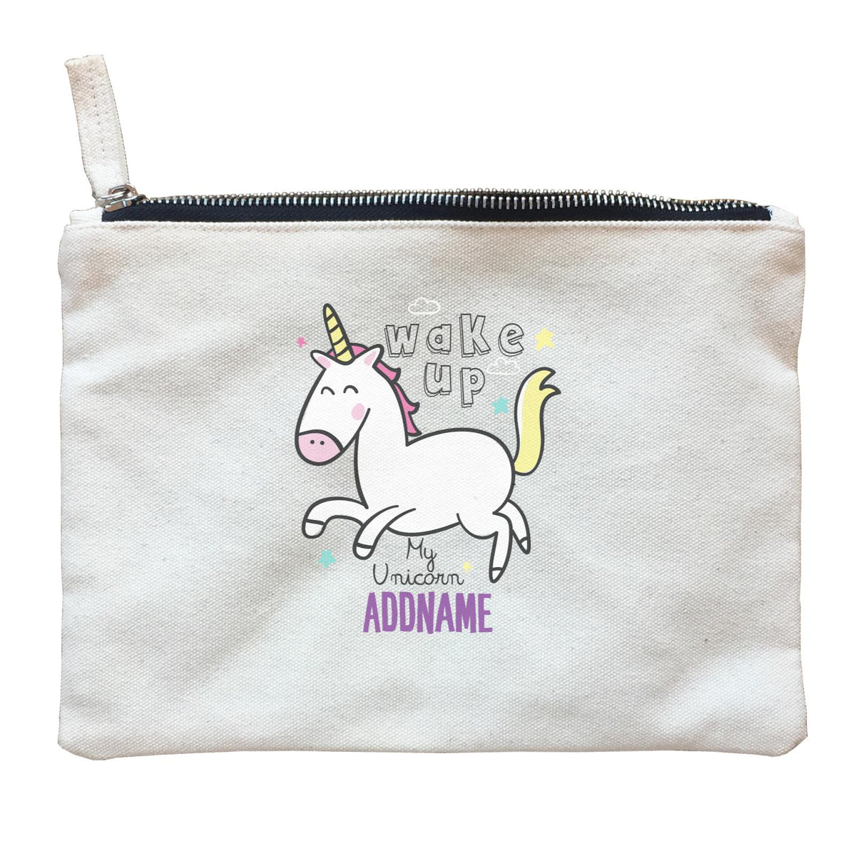 Cool Vibrant Series Wake Up My Unicorn Addname Zipper Pouch