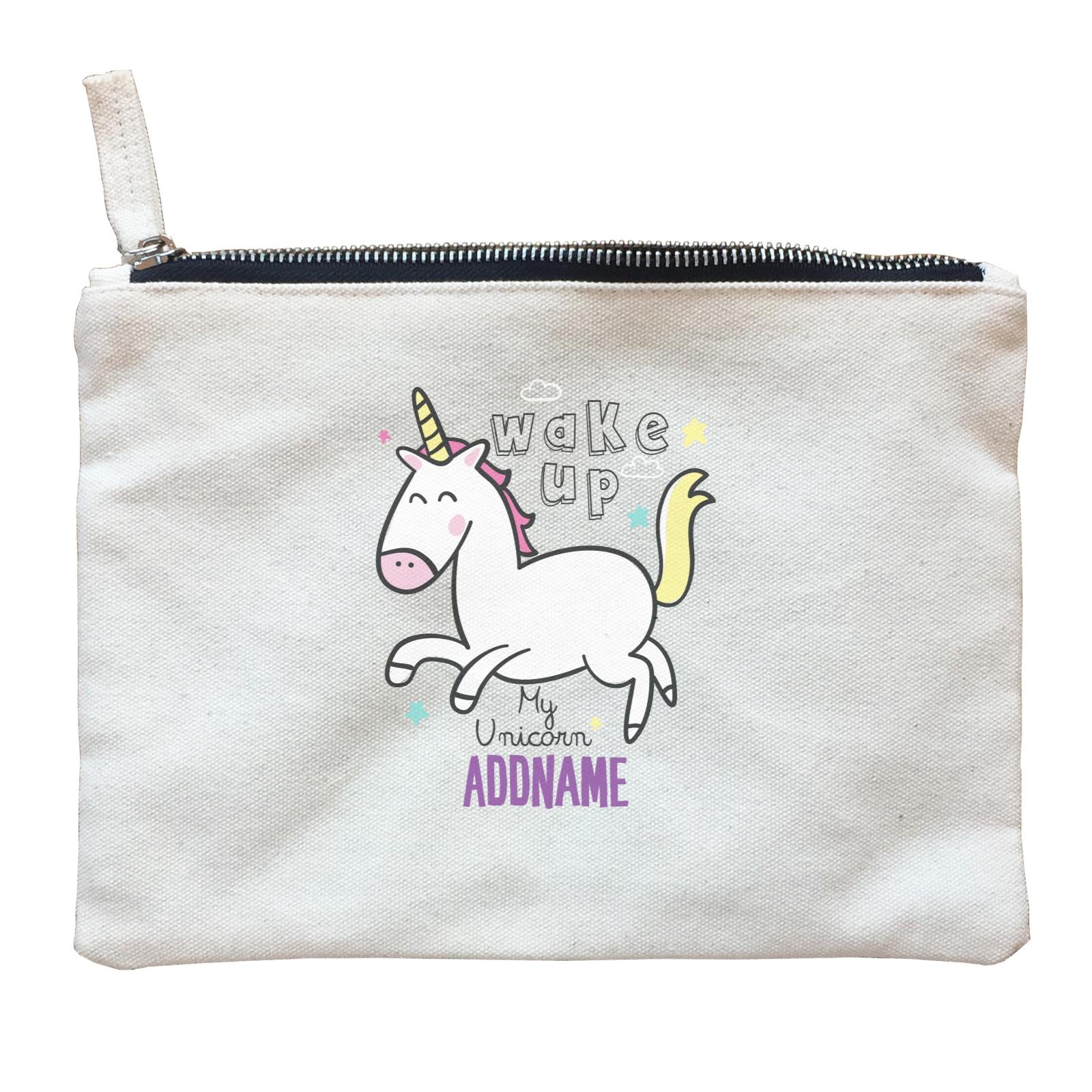 Cool Vibrant Series Wake Up My Unicorn Addname Zipper Pouch