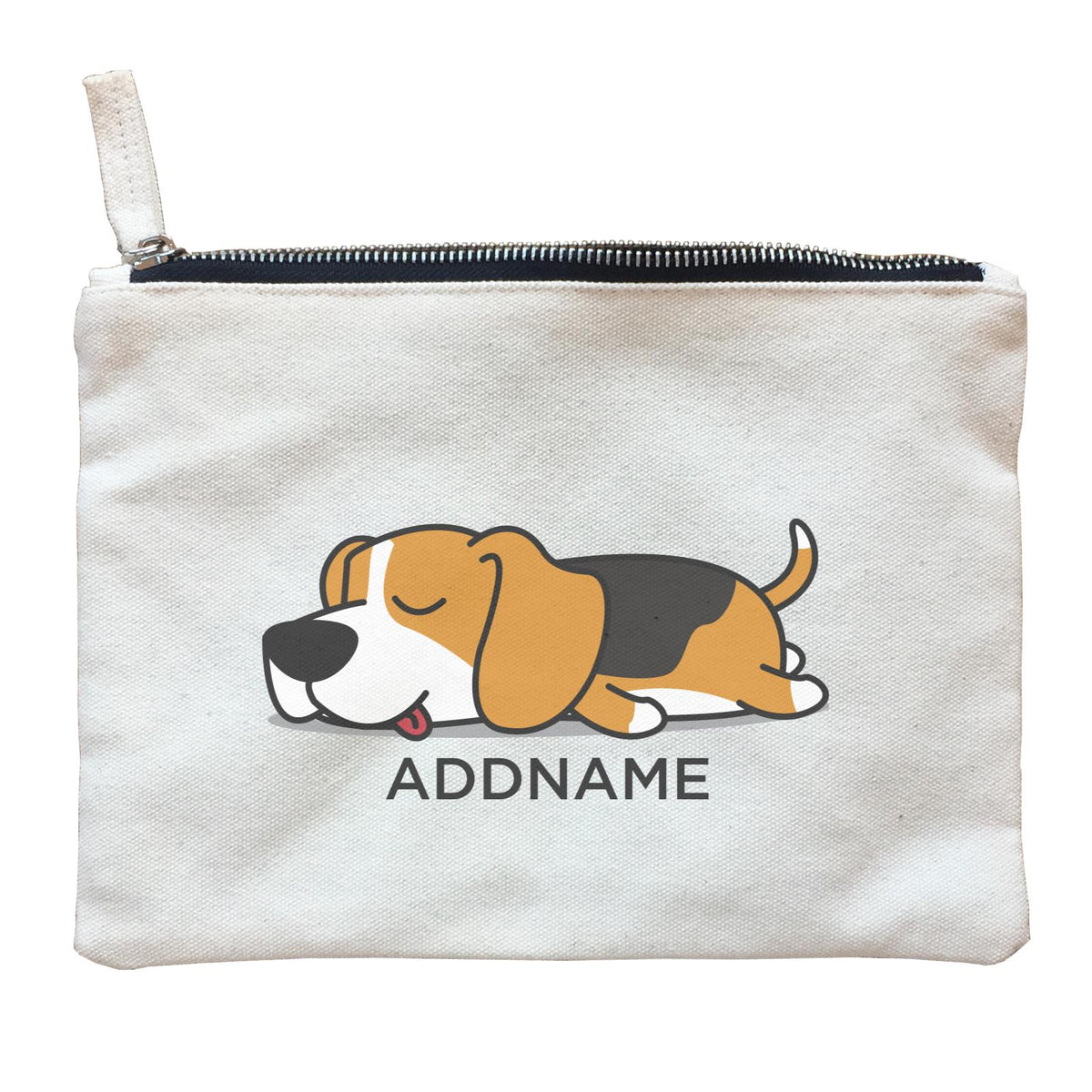 Lazy Beagle Dog Addname Zipper Pouch