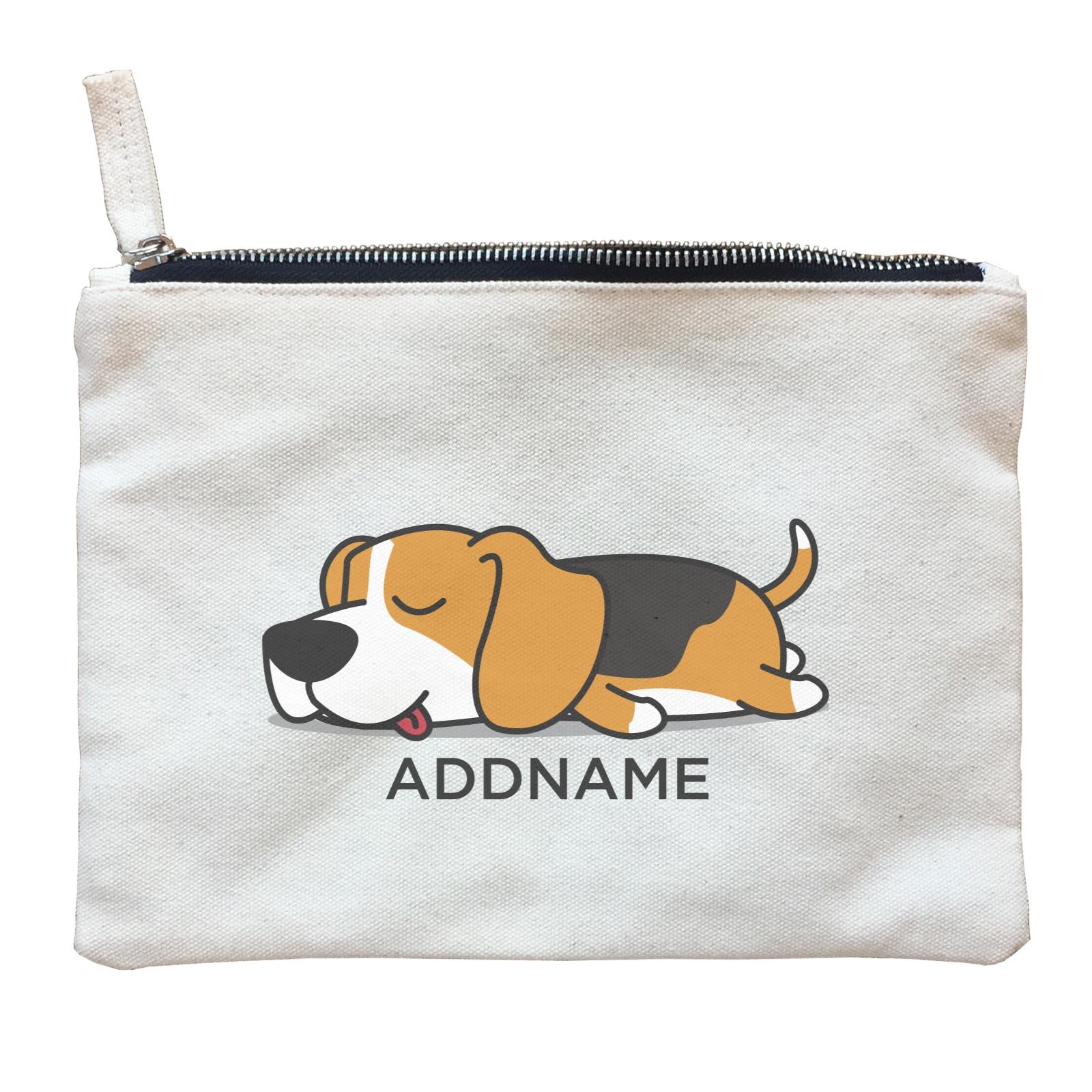 Lazy Beagle Dog Addname Zipper Pouch