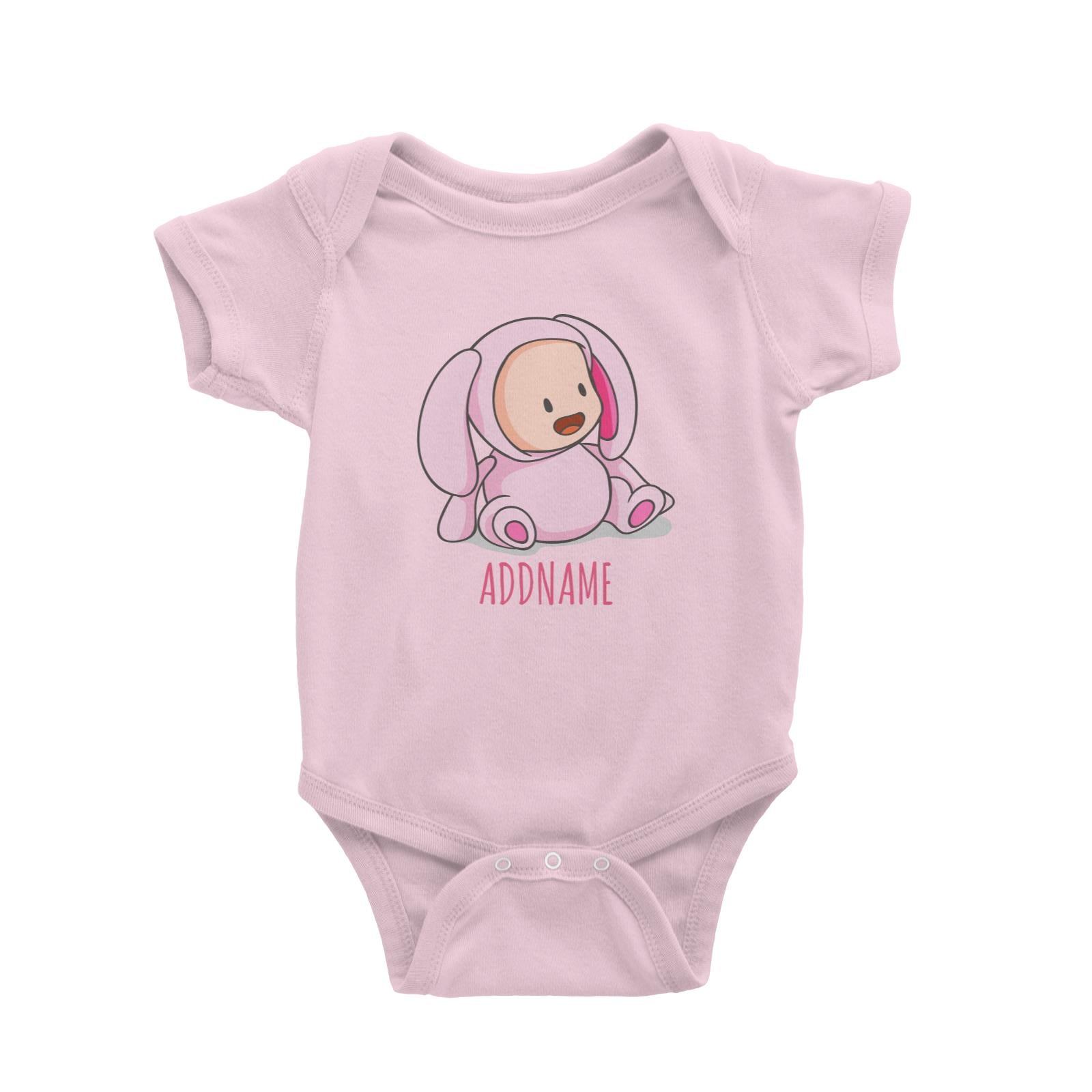 Cute Baby in Pink Rabbit Suit Addname Baby Romper