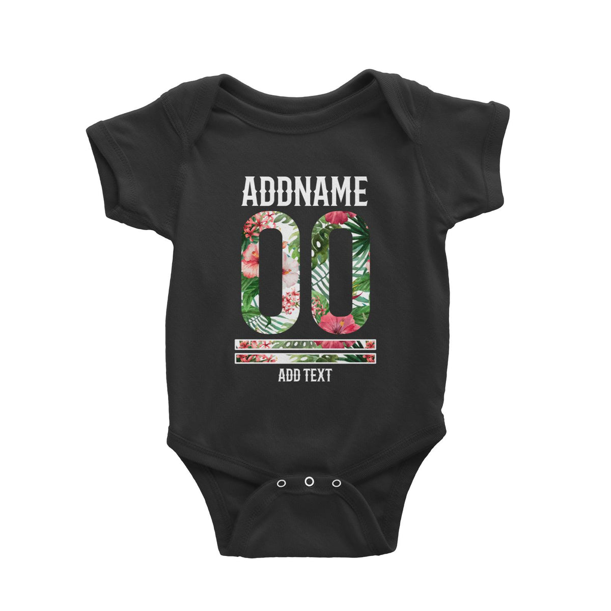 Tropical Leaves With Bunga Raya Personalizable with Name Number and Text Baby Romper