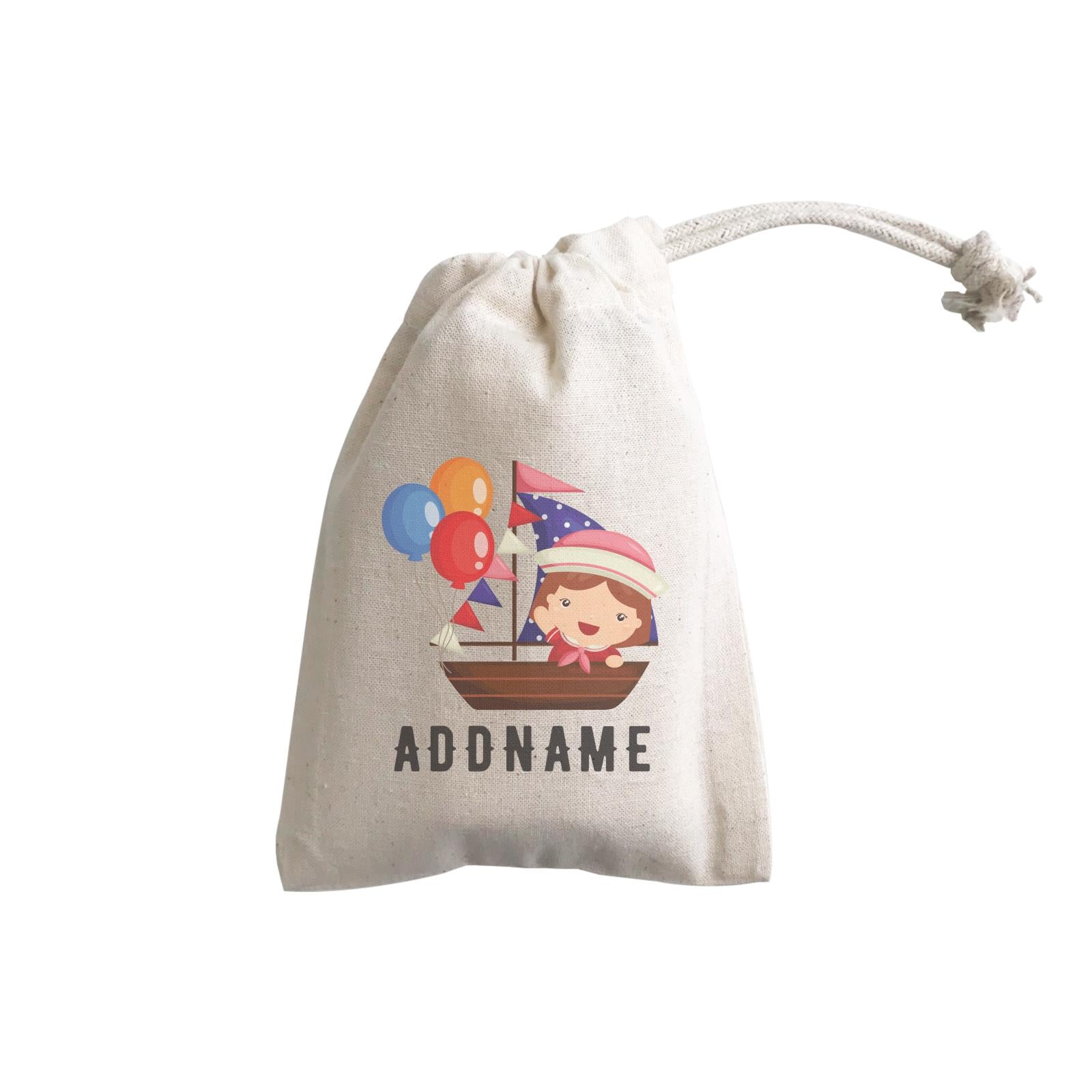Birthday Sailor Girl In Ship With Balloon Addname GP Gift Pouch