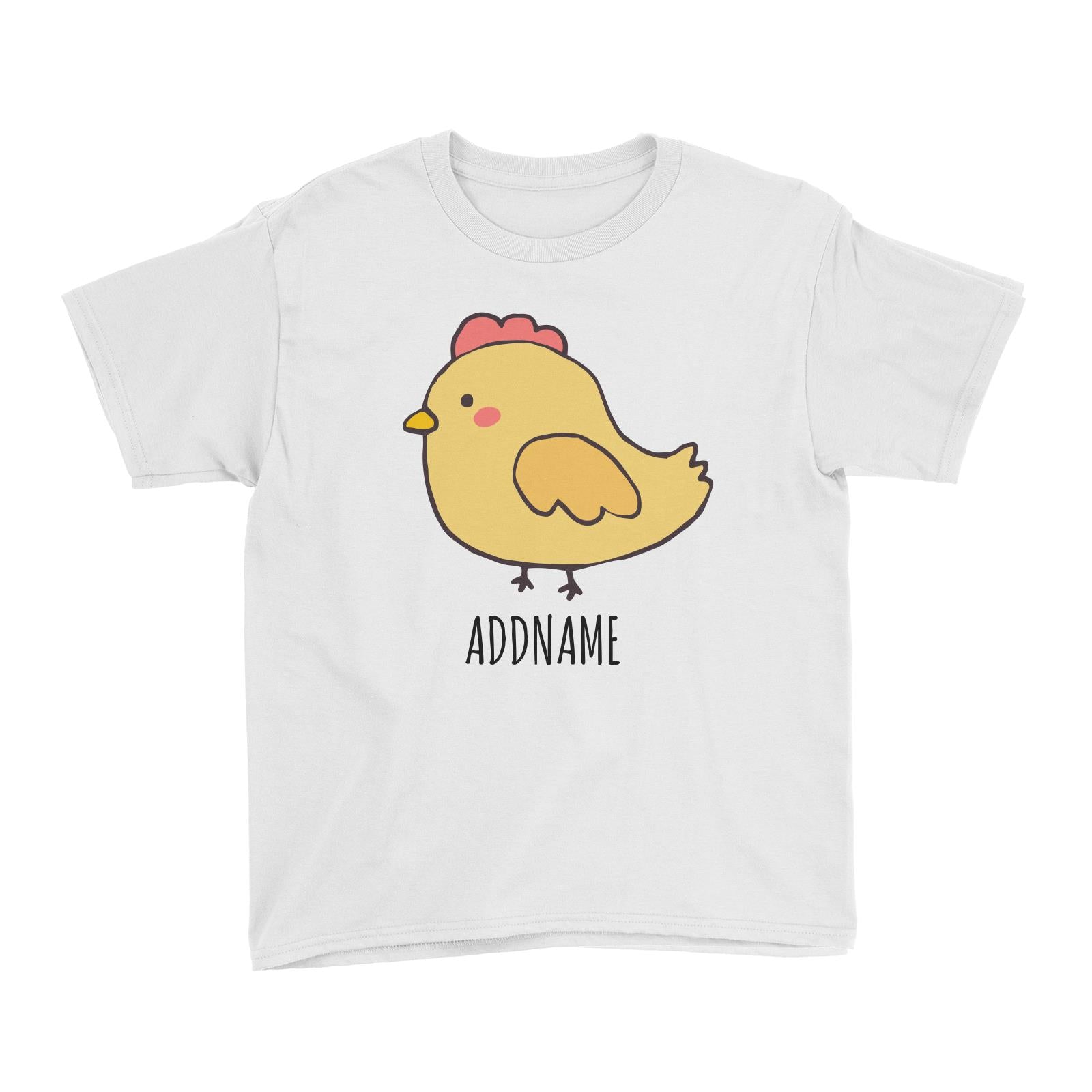 Cartoon Kawaii Chicken Doodle White White Kid's T-Shirt  Matching Family Personalizable Designs