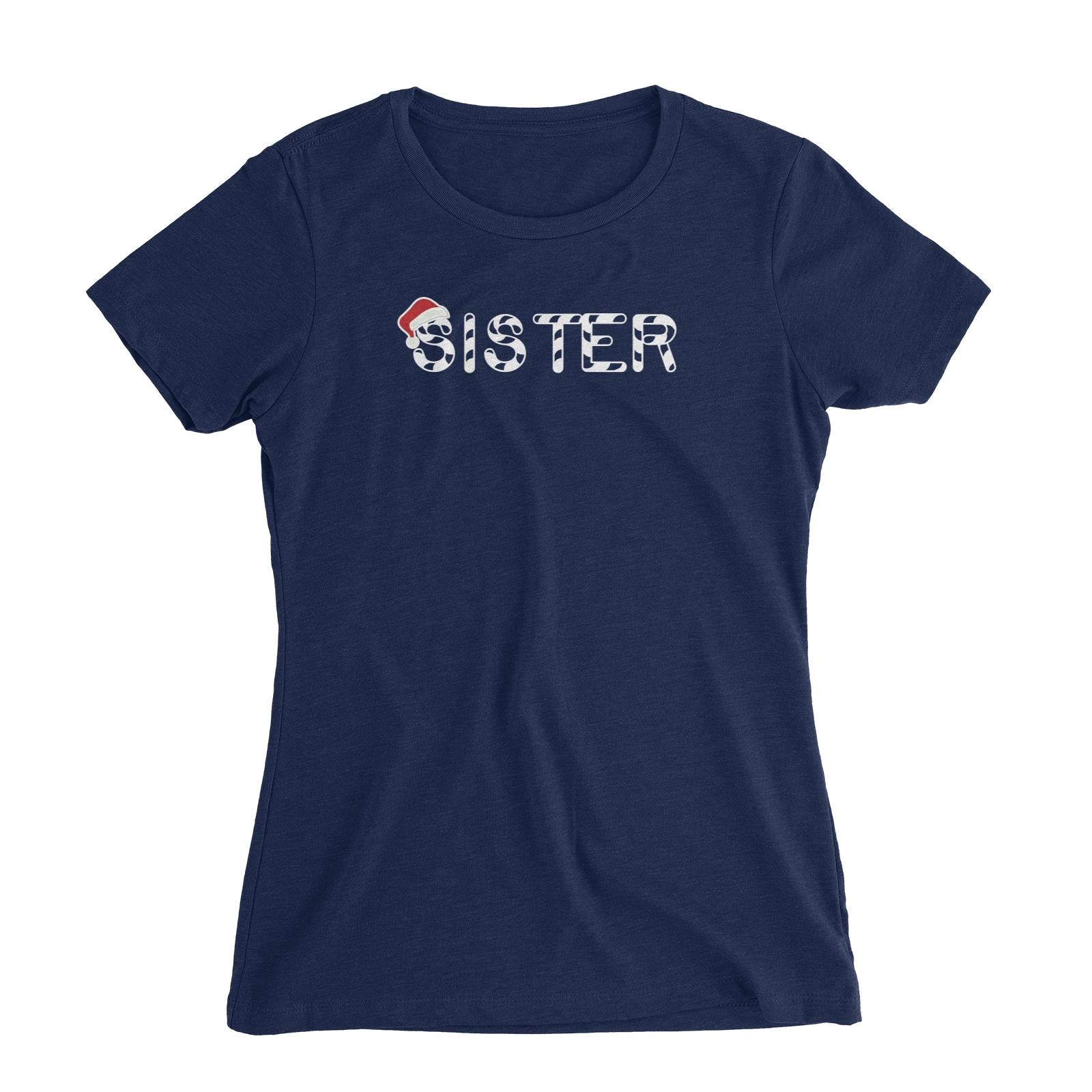 Candy Cane Alphabet Sister with Santa Hat Women's Slim Fit T-Shirt