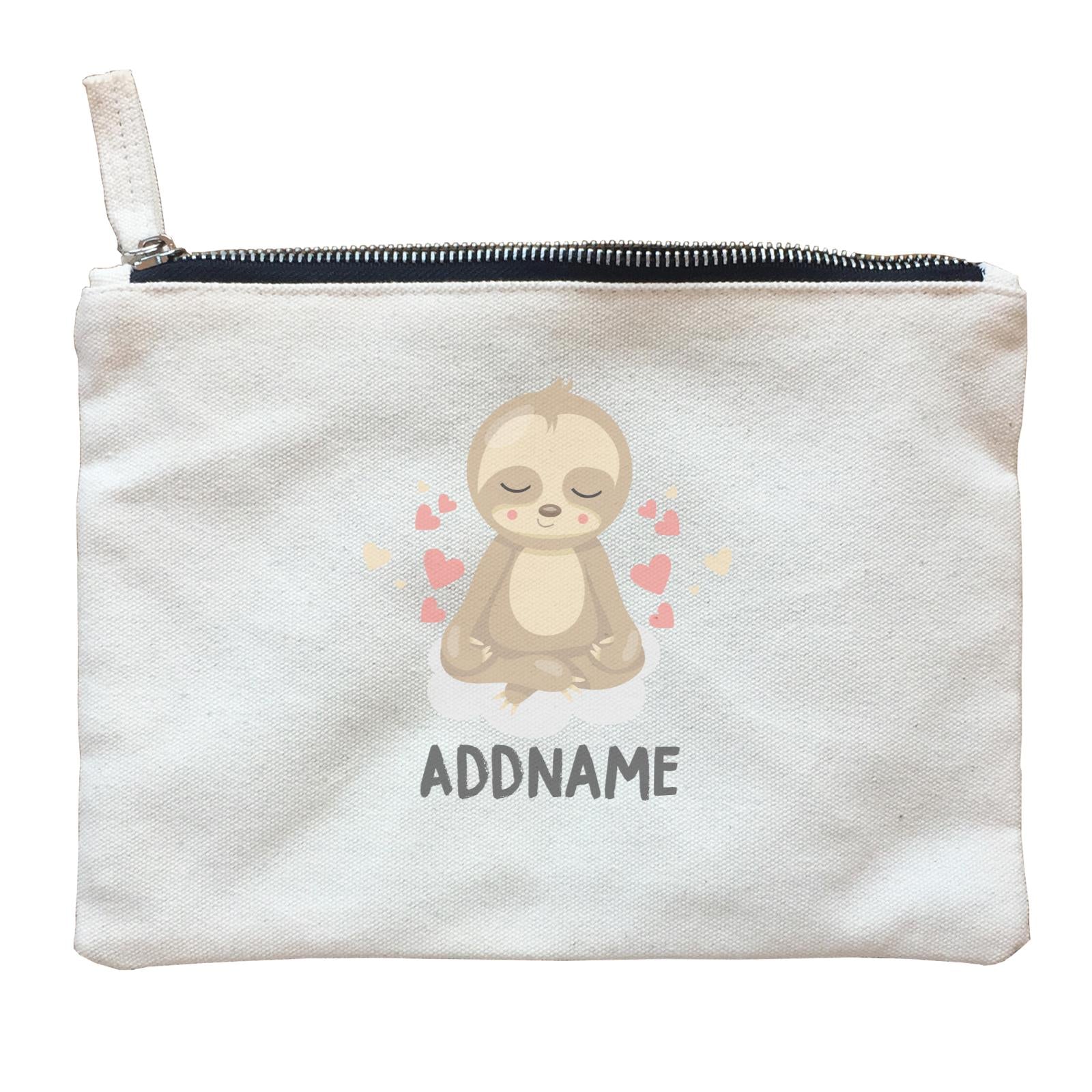 Cute Sloth Meditating Addname Zipper Pouch