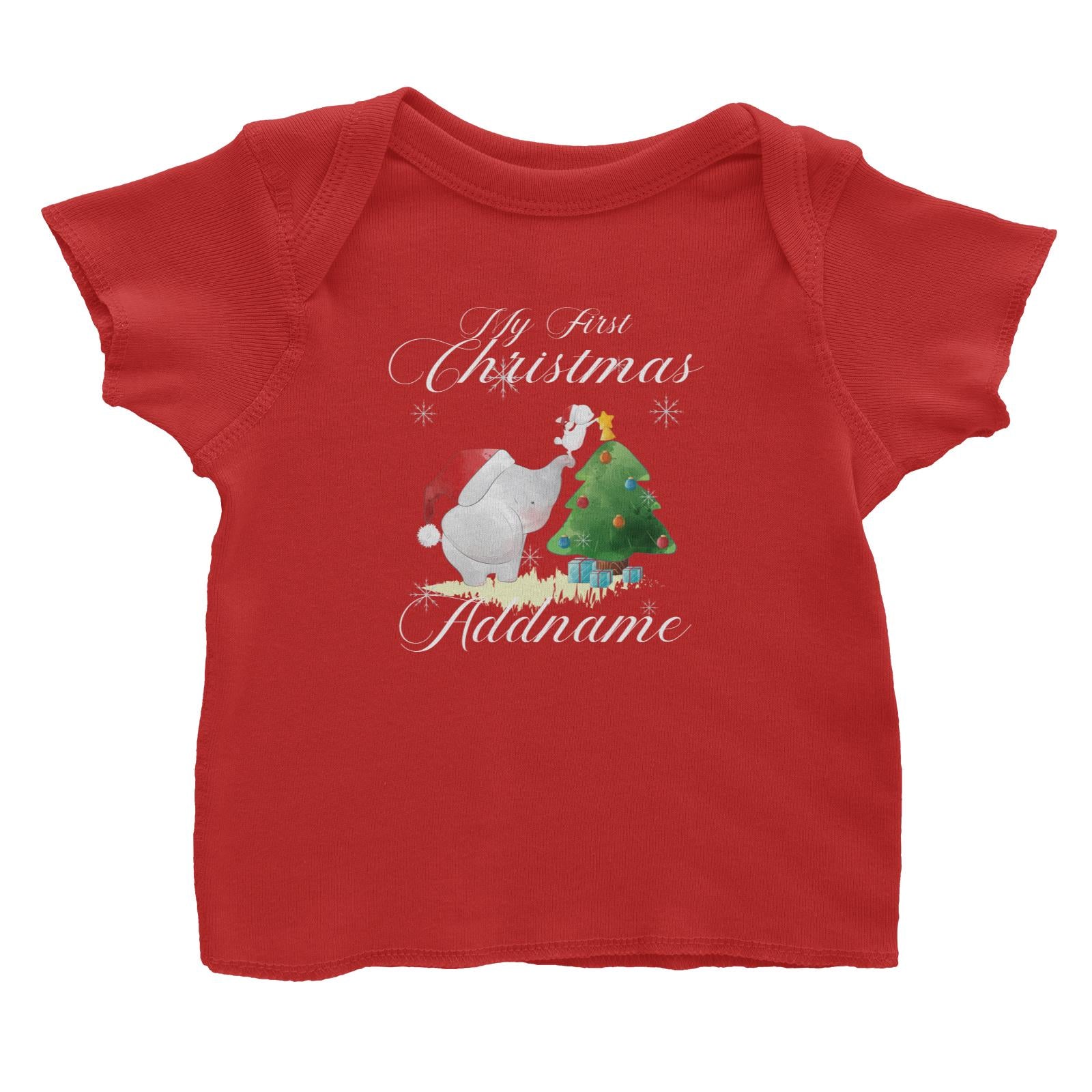 Christmas Cute Elephant My First Christmas Addname Baby T-Shirt