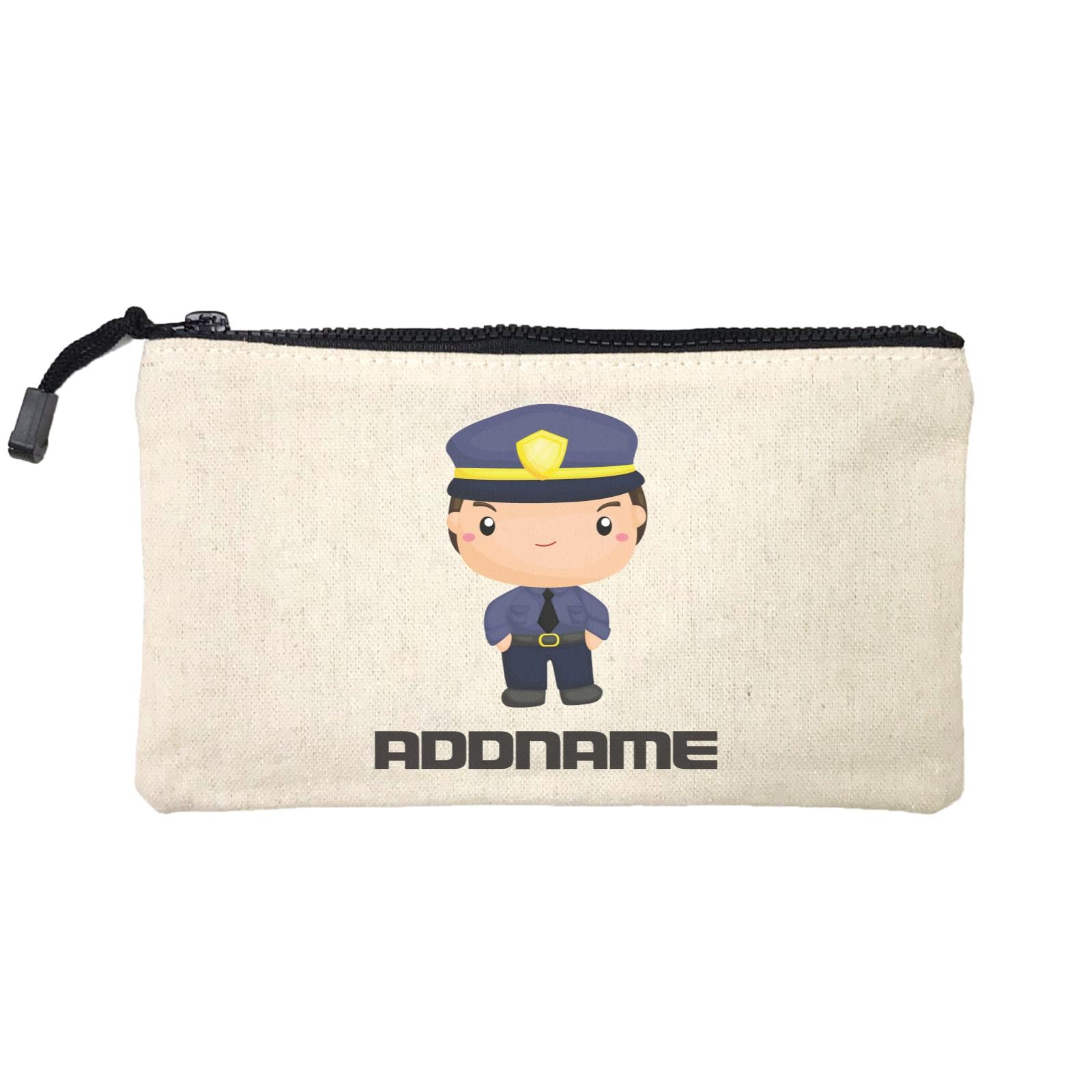 Birthday Police Officer Serious Boy In Suit Addname Mini Accessories Stationery Pouch