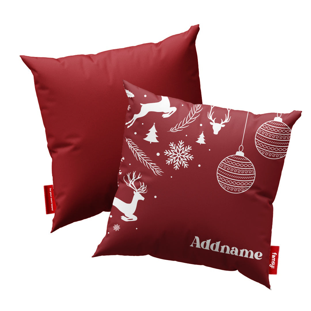 Christmas Series Full Print Cushion - Jubilant Reindeers Red